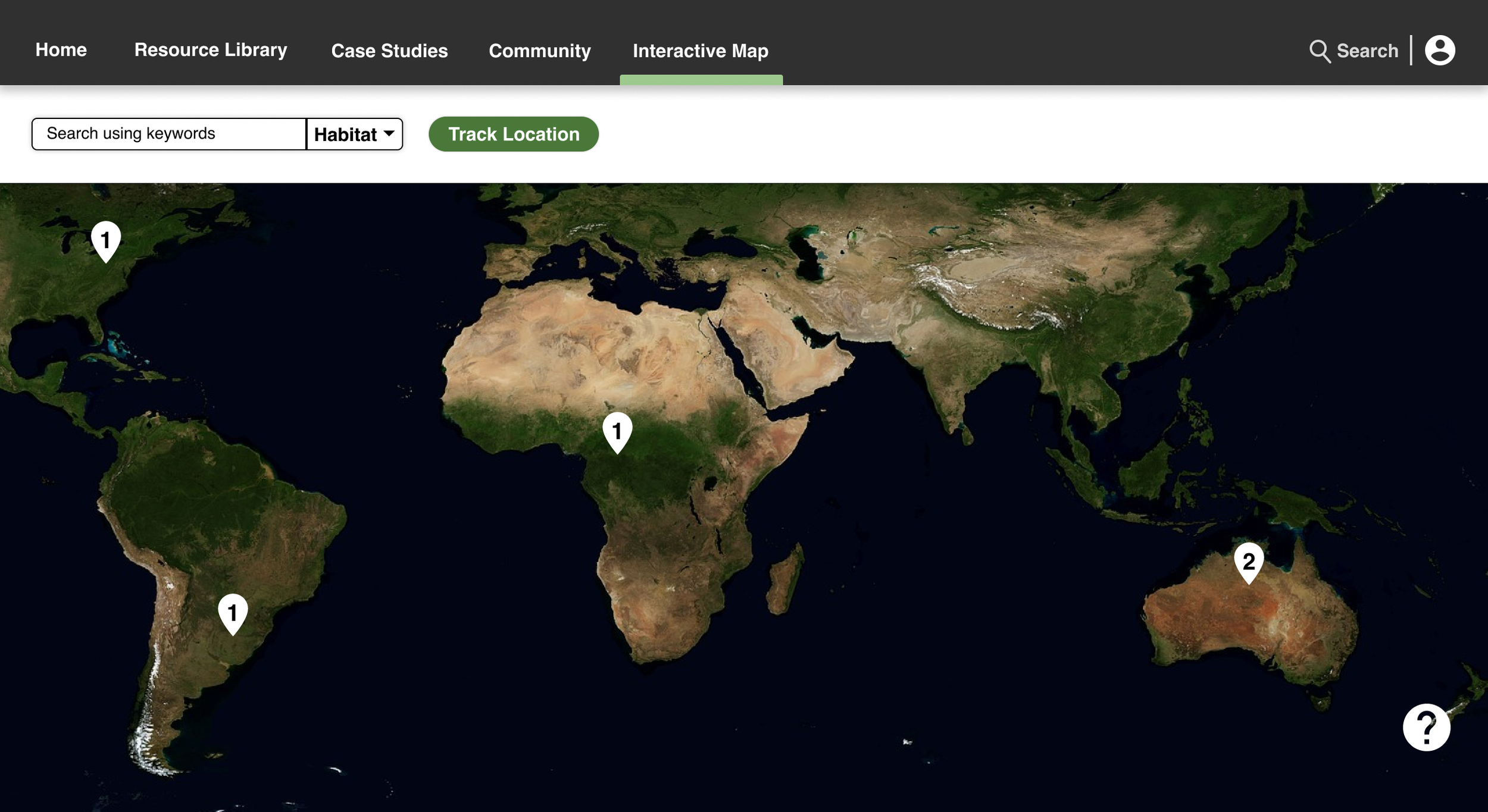  Interactive map providing a location-based search for articles and case studies. 