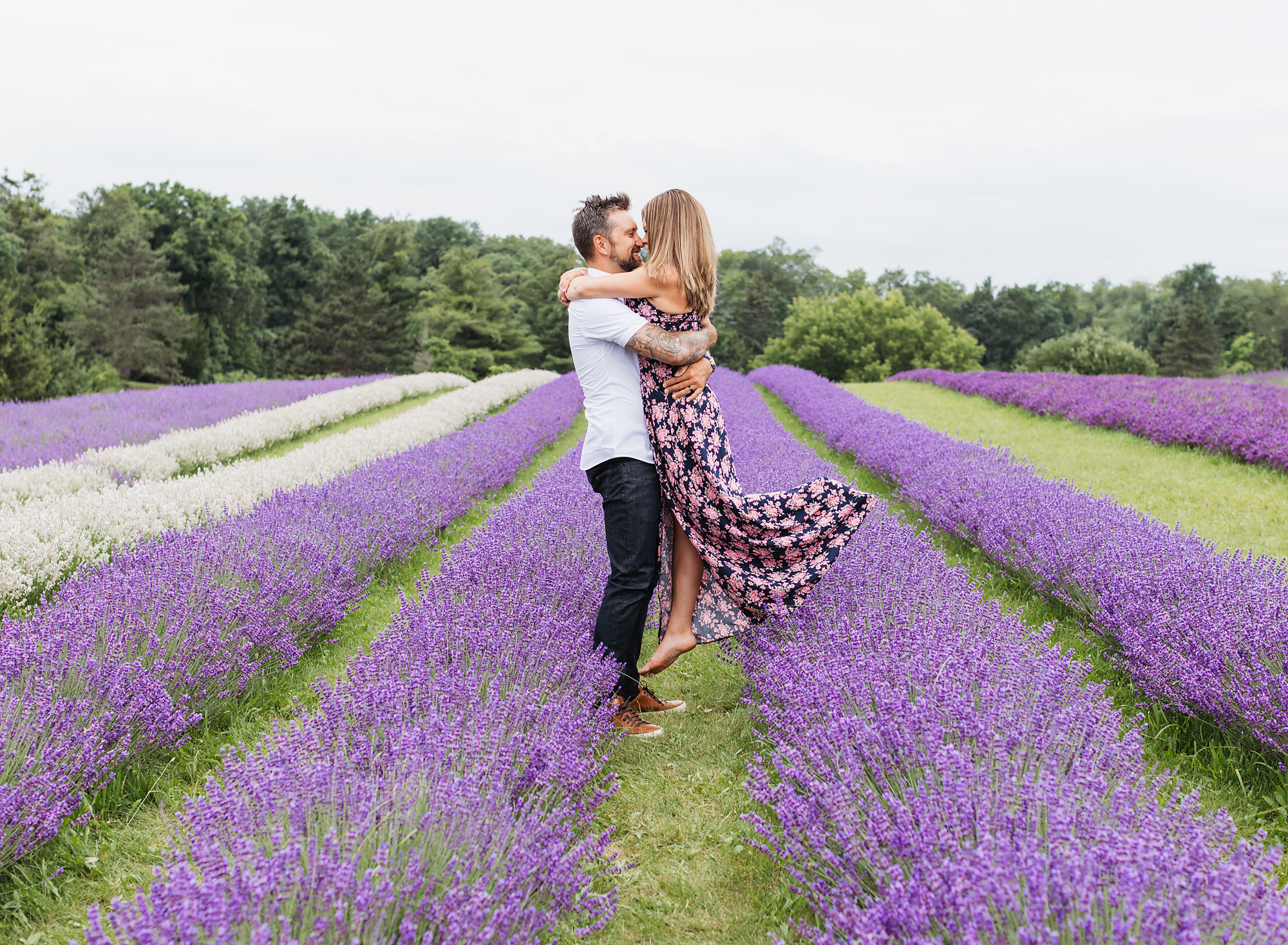 couple in a lavender field