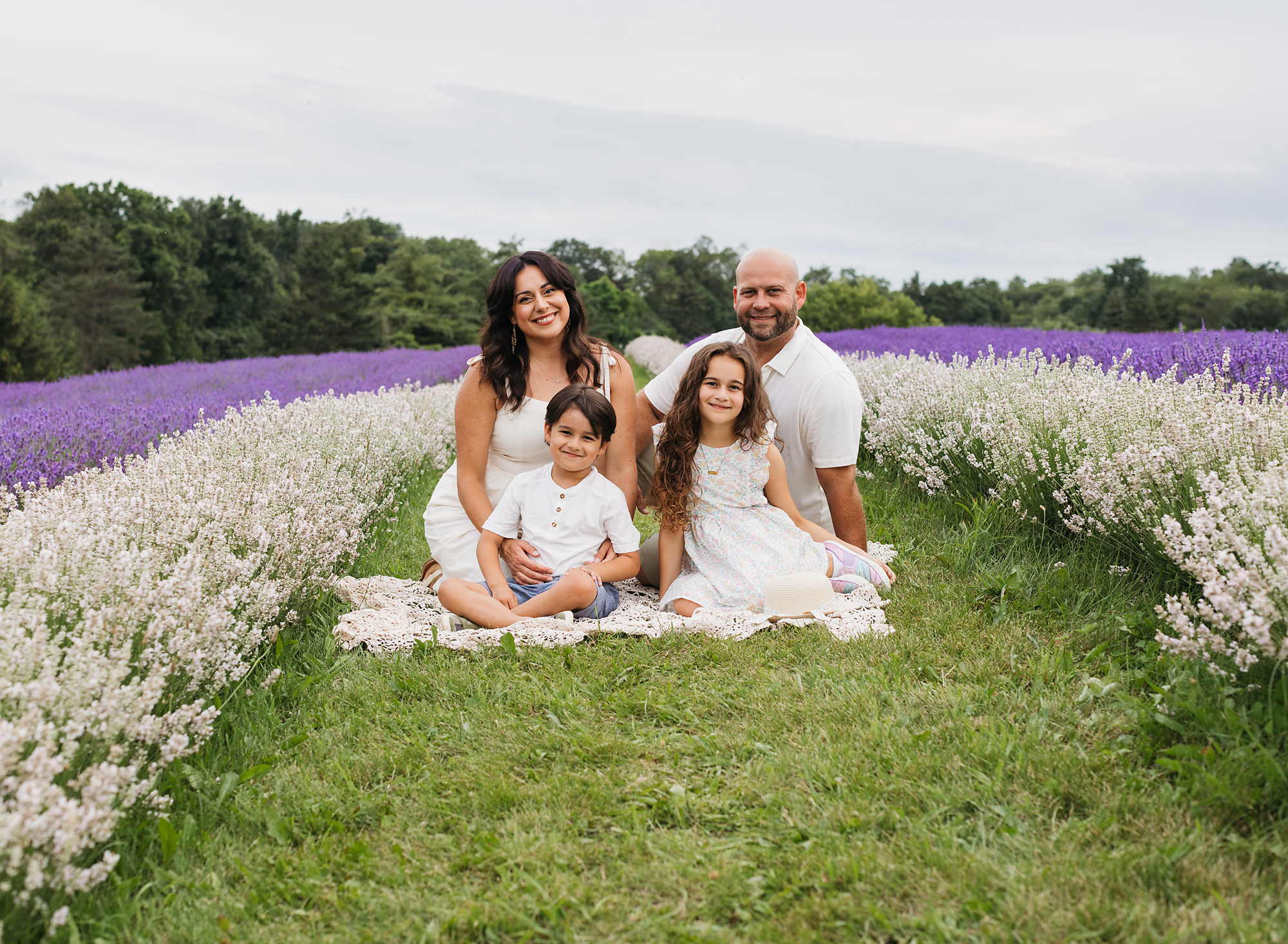 family in a lavender field