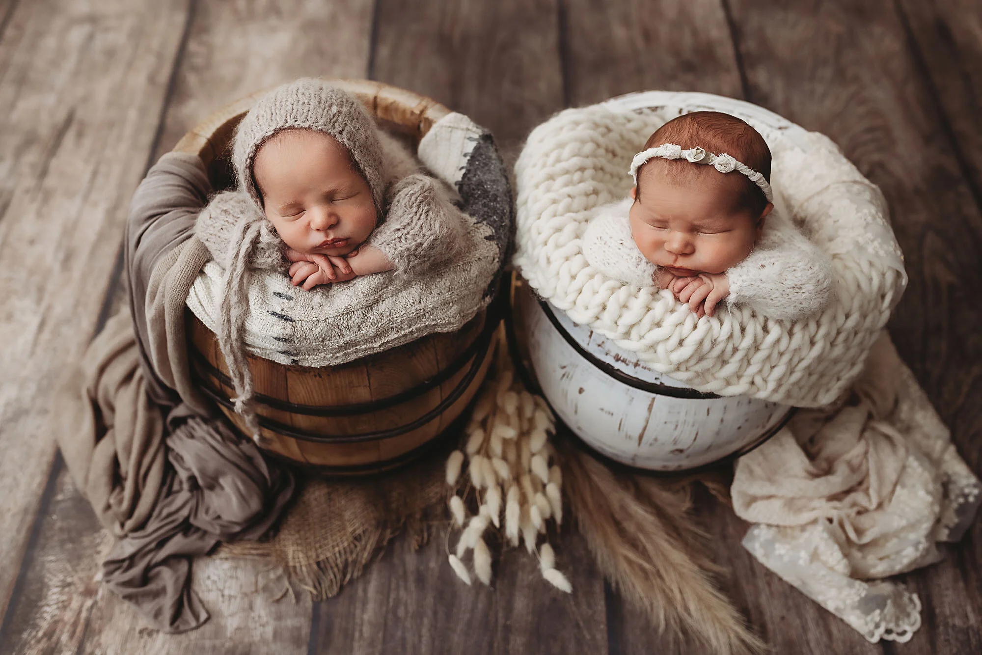 best newborn photographer daniela dagostino milton halton toronto baby in a bucket twins