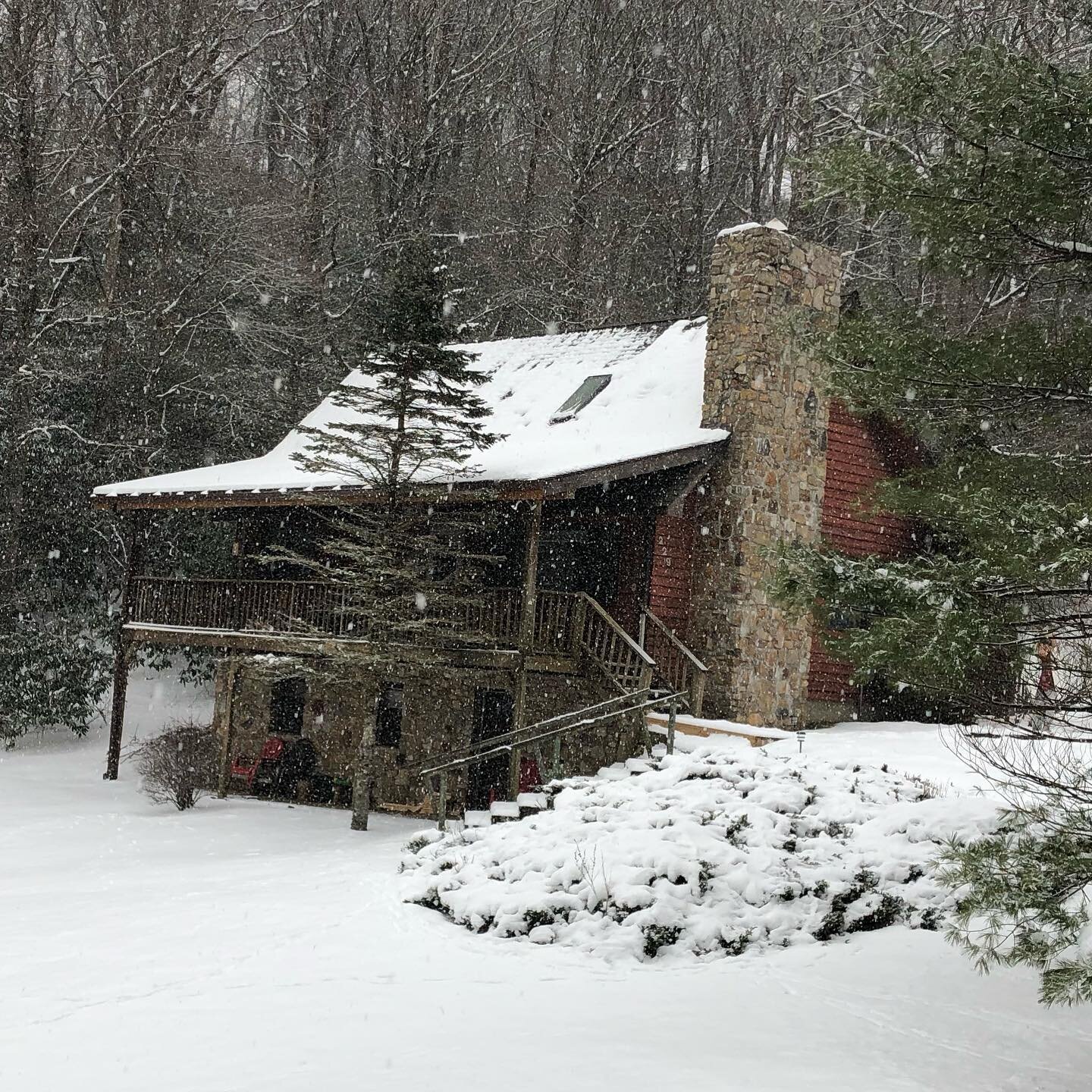 Winter scene at the Blowing Rock Cabin! Got about six inches of snow a week or so ago. Such a nice treat!