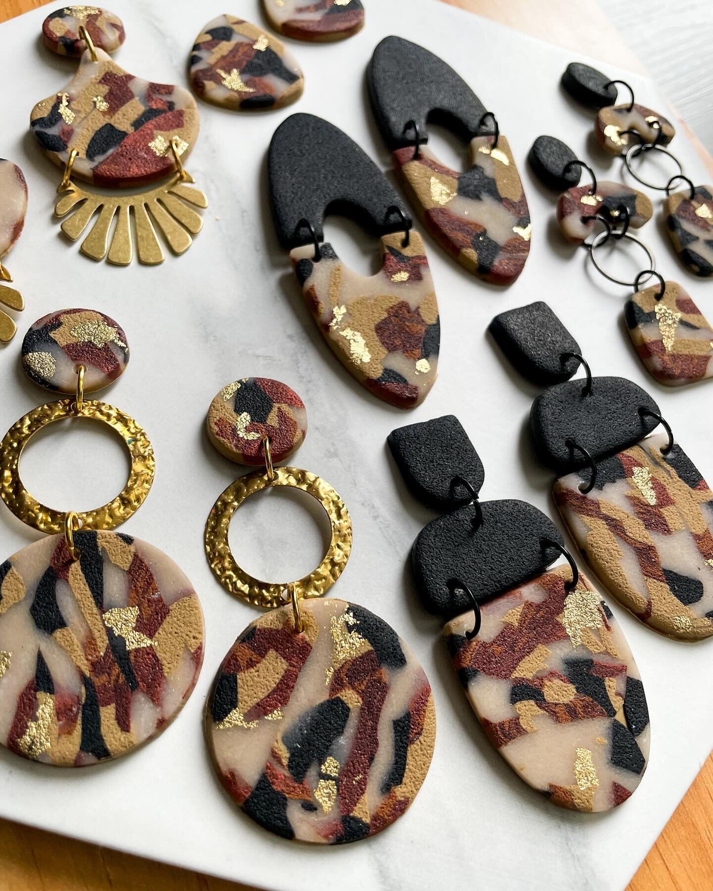 It was hard to choose between black or gold components so I did both! 🤎 

New &amp; Previous styles will be included in our end of year sale starting tomorrow while supplies last! ✨ 

#polymerclayearrings #polymerclayearrings #earrings #handmadejewe