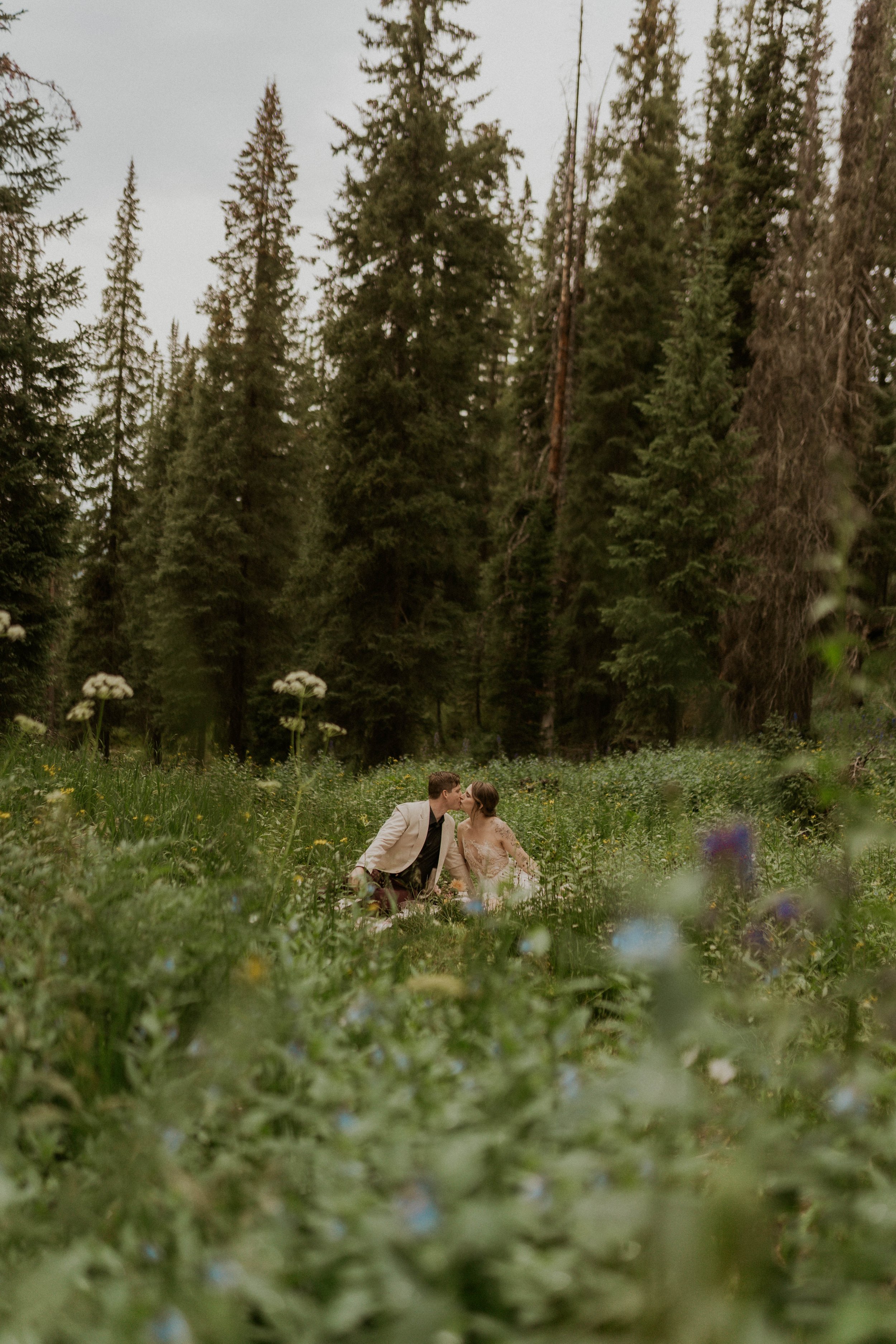 Colorado mountain wildflowers during a summer elopement in Crested Butte
