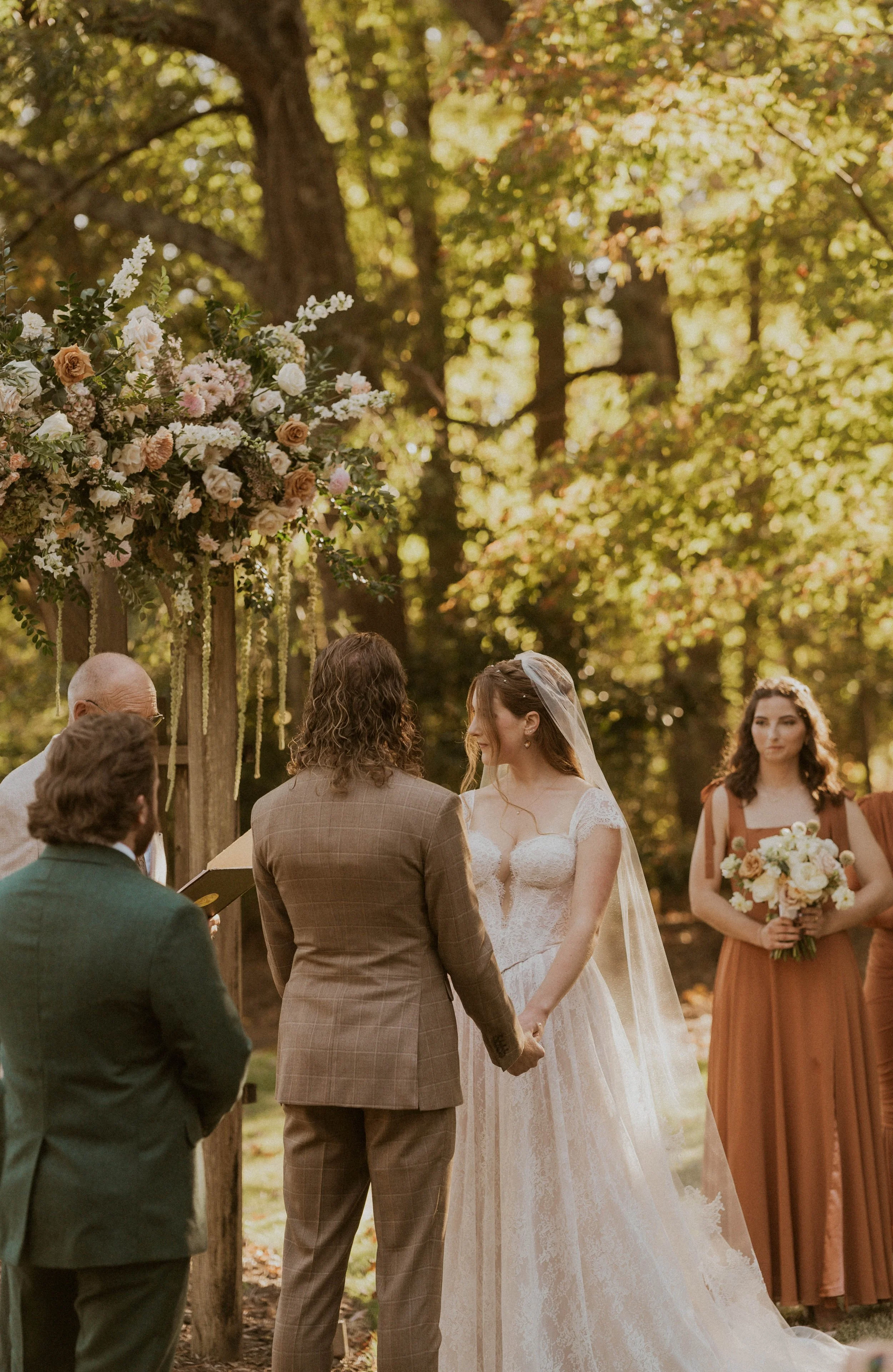 Intimate forest wedding ceremony in Raleigh North Carolina