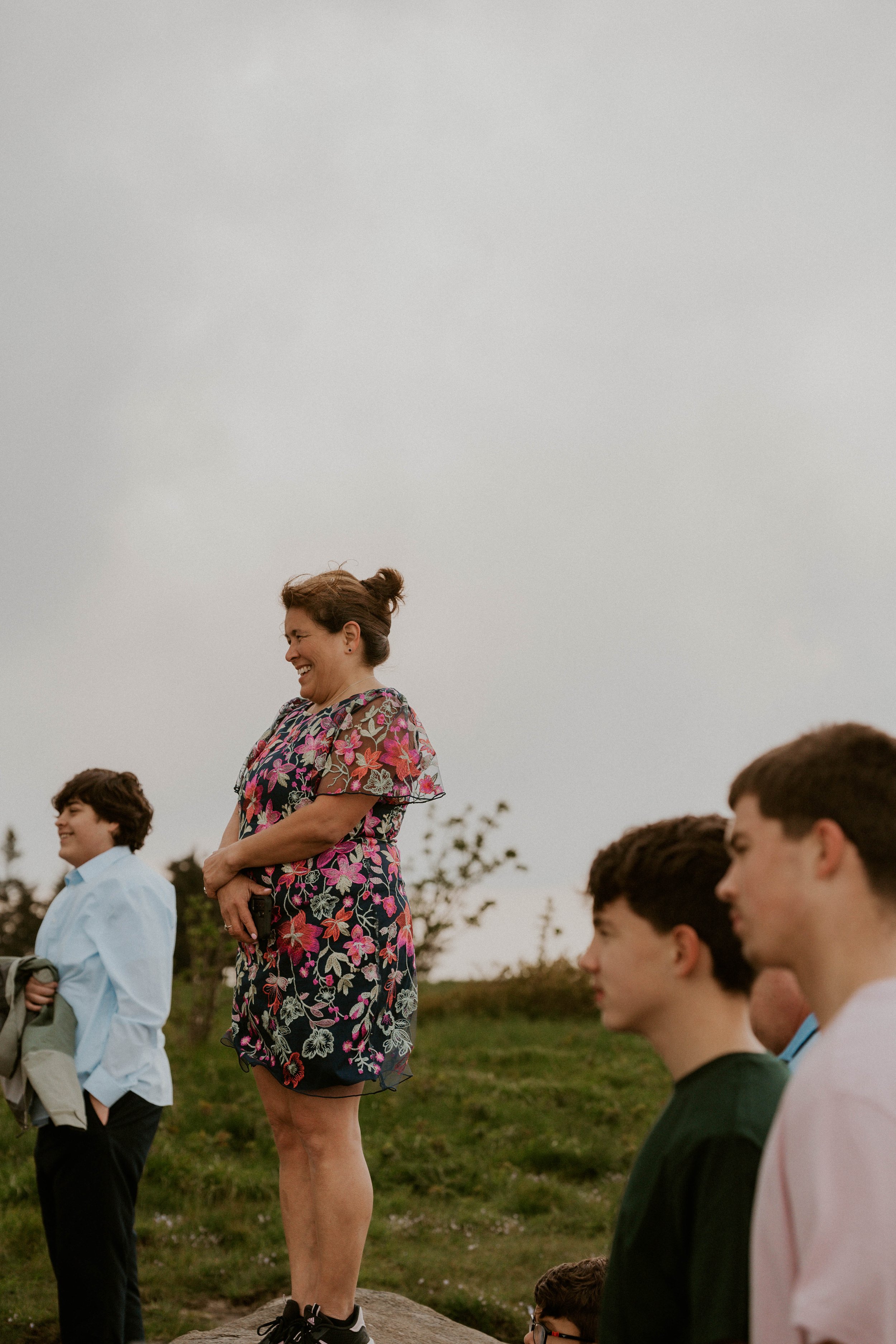 Windy Roan Mountain family ceremony in the fog