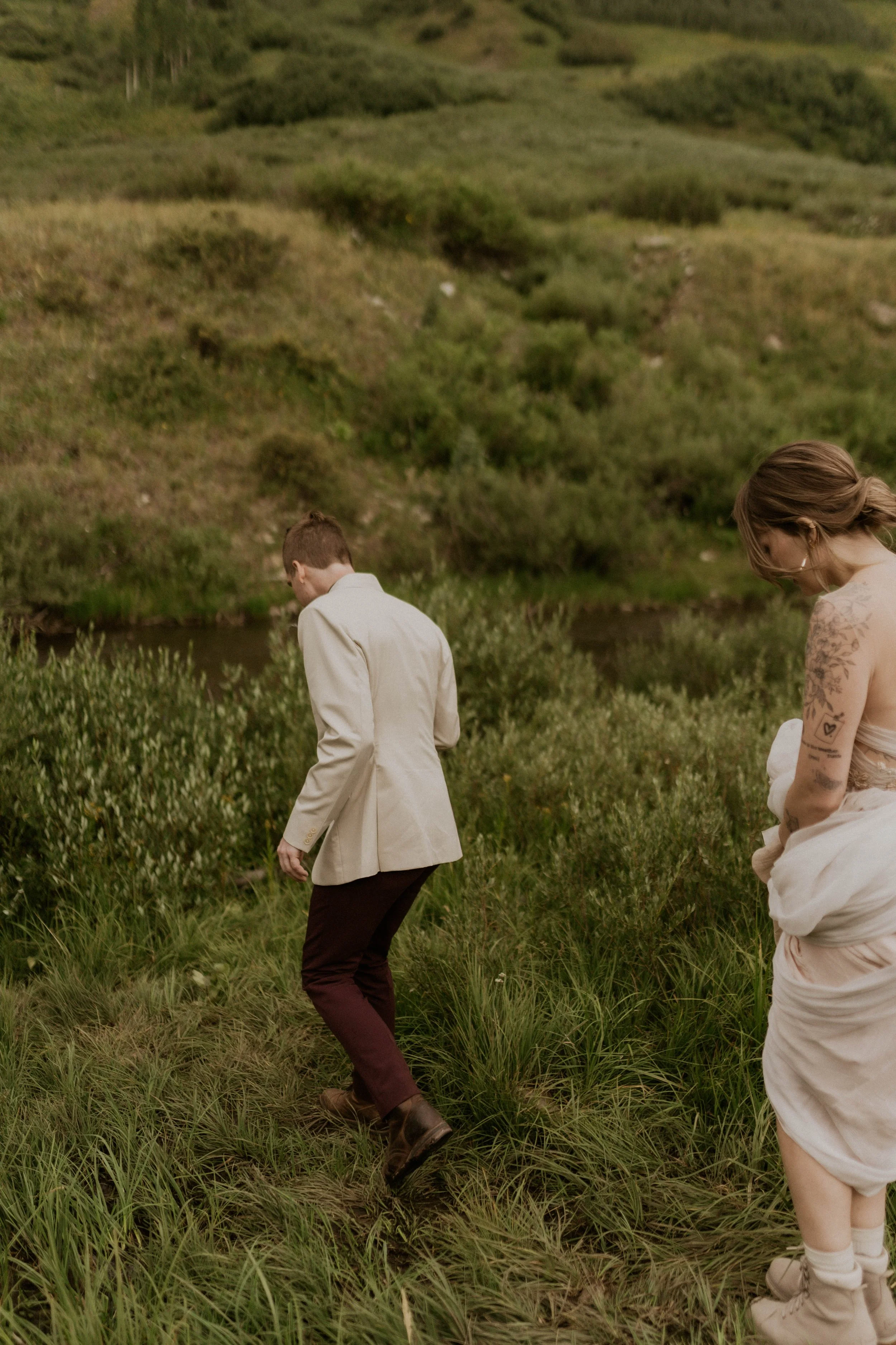 Elopement day exploring back roads in the Colorado mountains