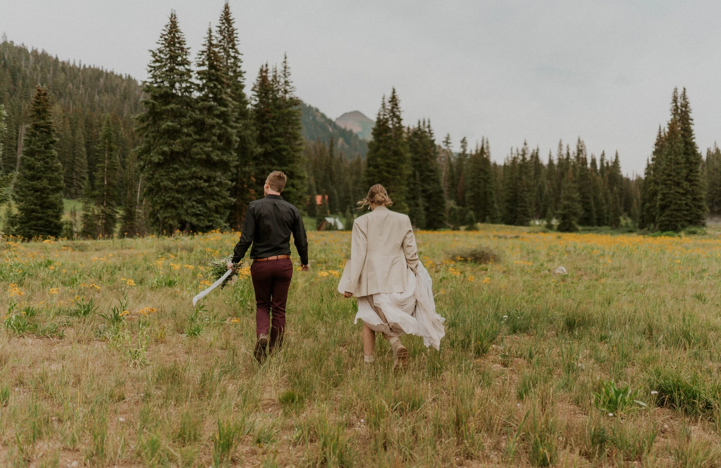 Colorado mountain wildflowers during a summer elopement in Crested Butte