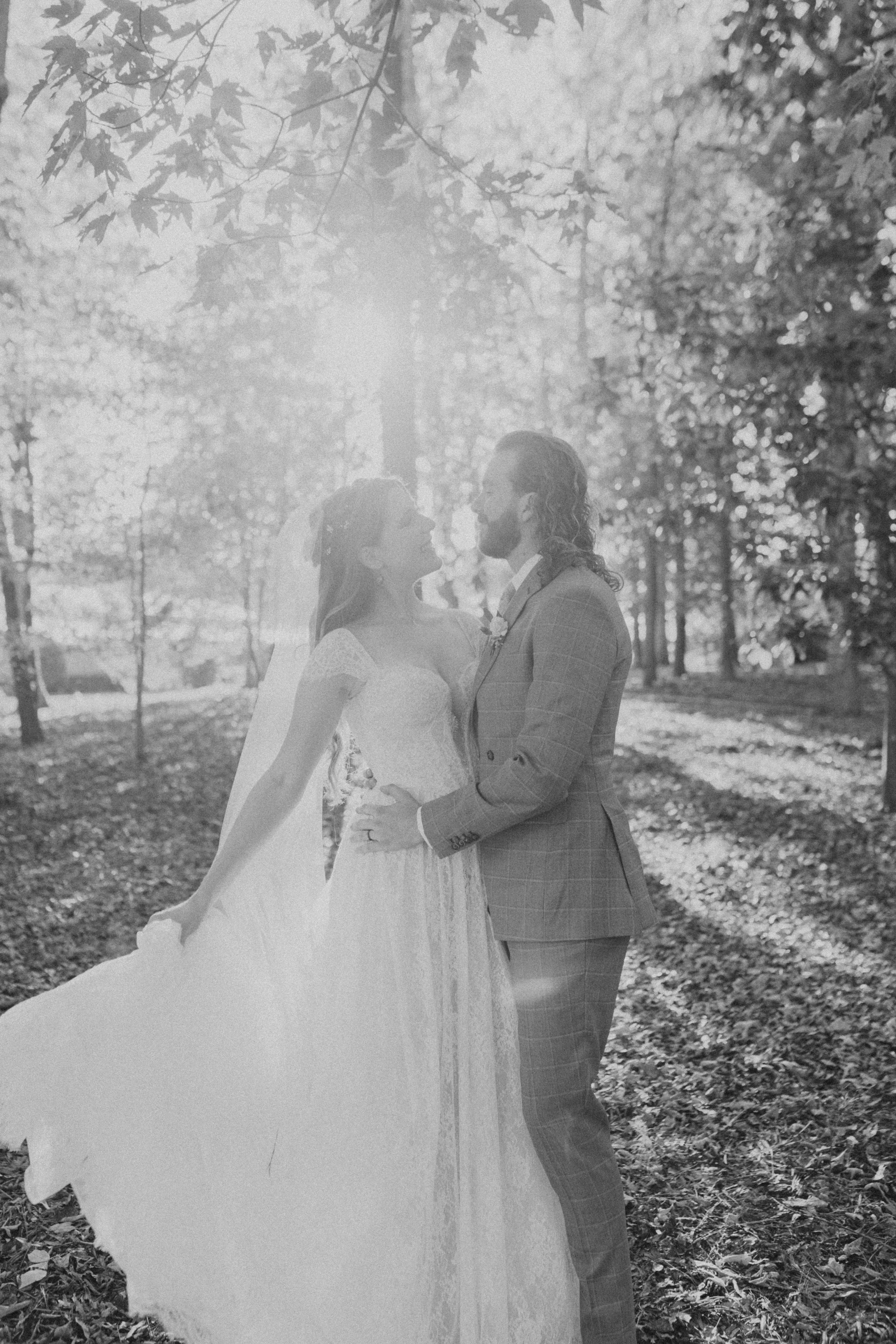 Romantic couple portraits in natural light at an intimate Raleigh wedding