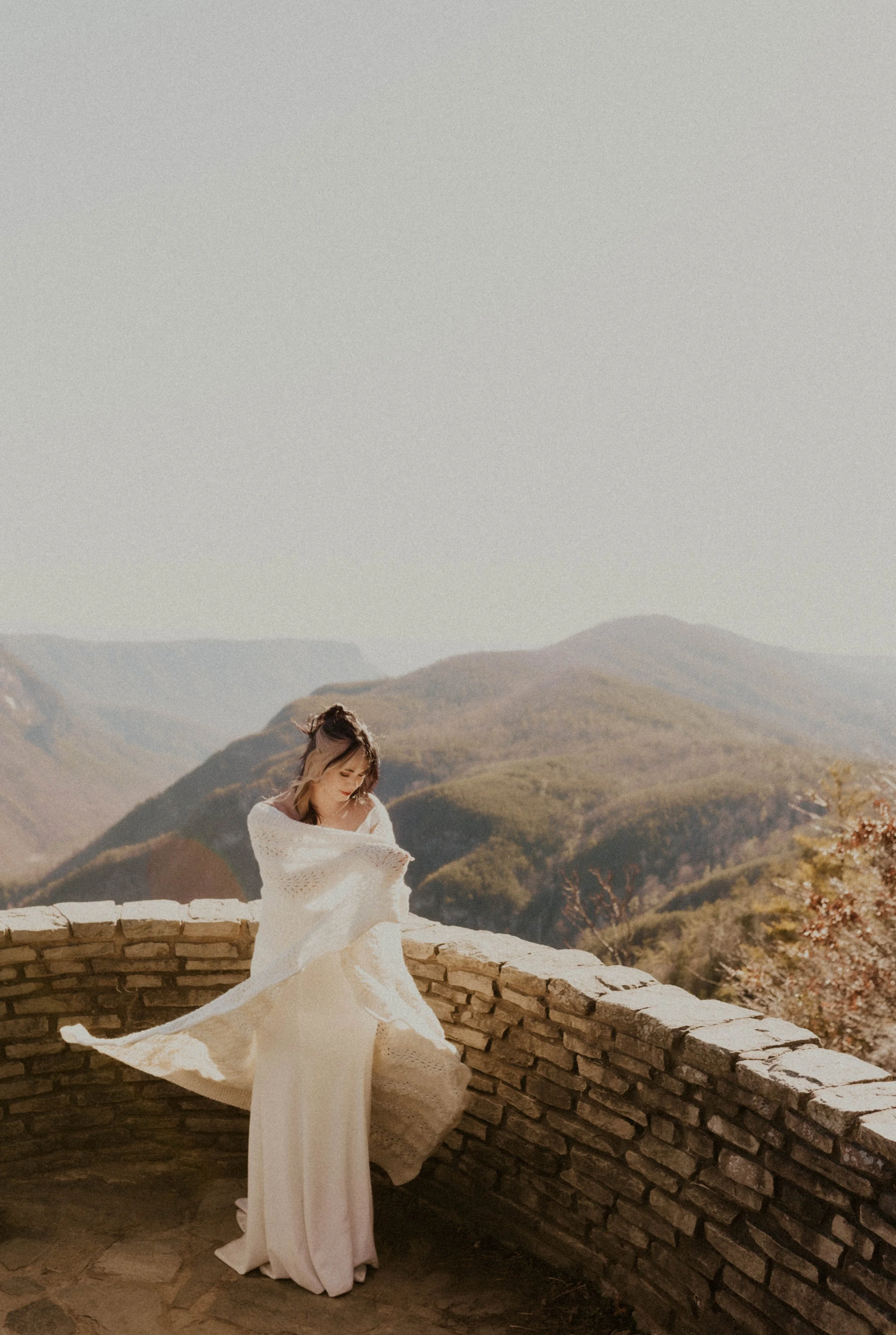 Quiet post-ceremony moment during Asheville elopement in the Blue Ridge Mountains