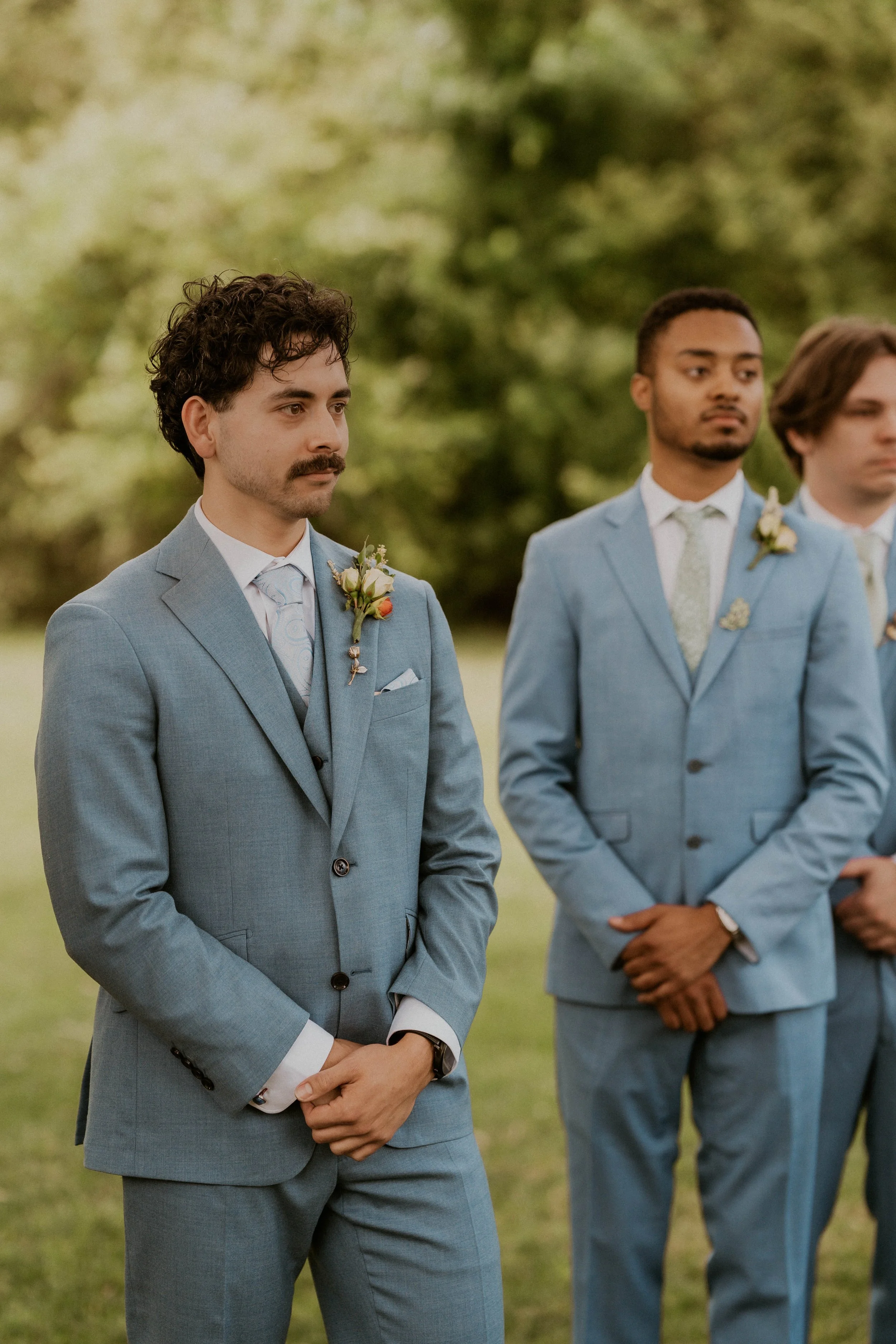 Benji getting emotional during his wedding ceremony