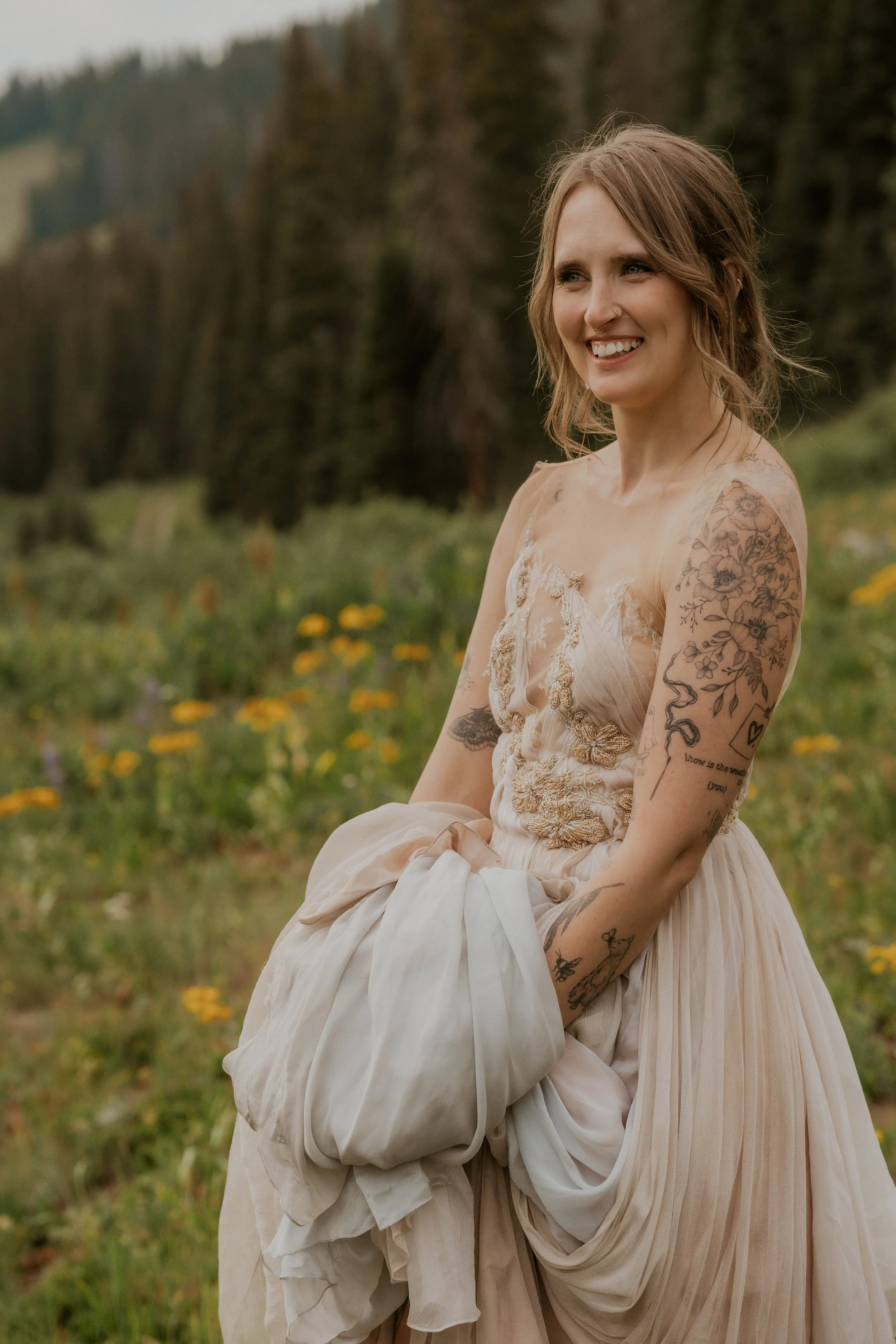 First dance during a mountain elopement at sunset in Crested Butte