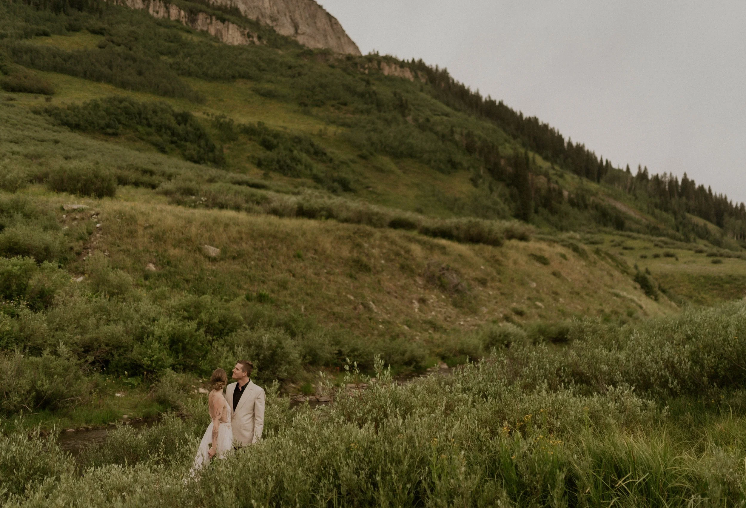 Elopement day exploring back roads in the Colorado mountains