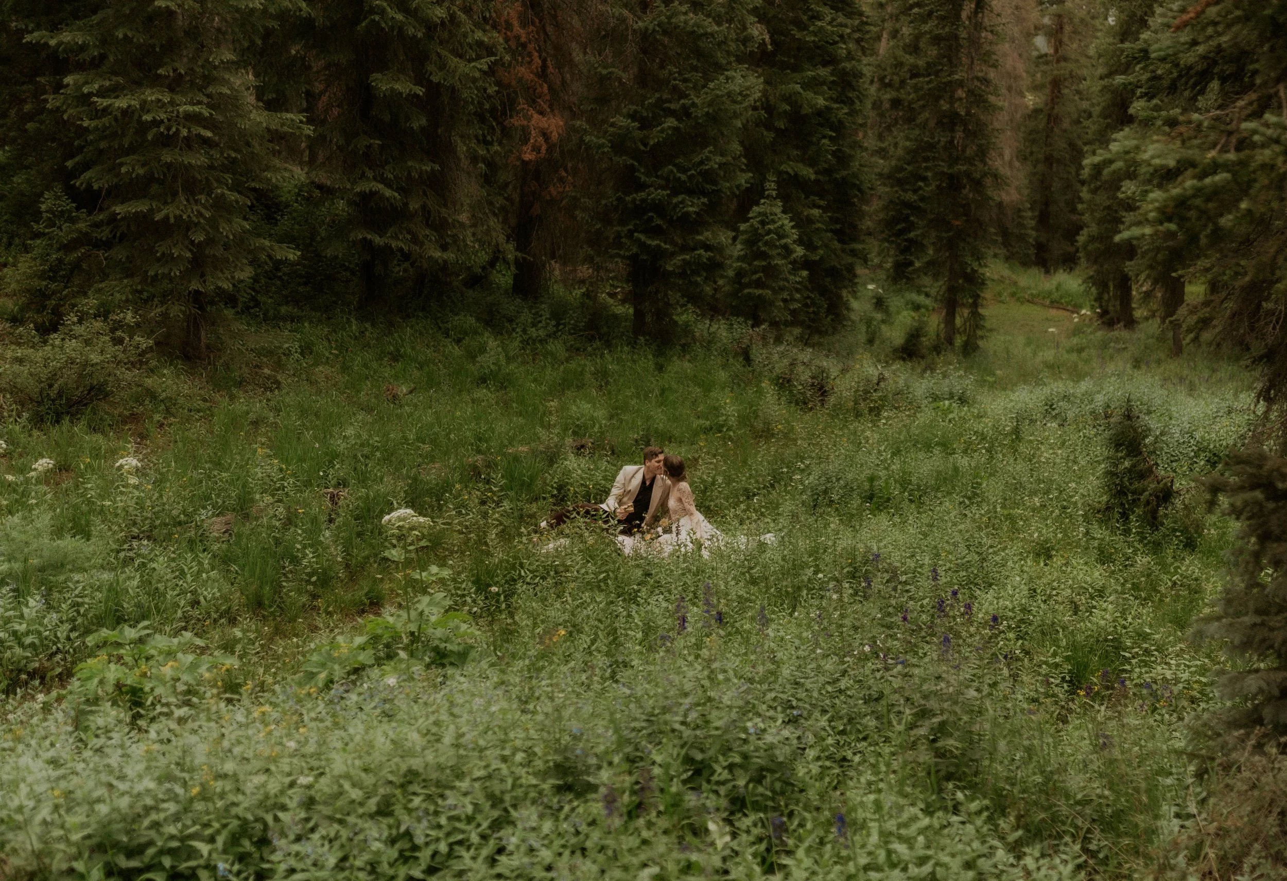 Colorado mountain wildflowers during a summer elopement in Crested Butte