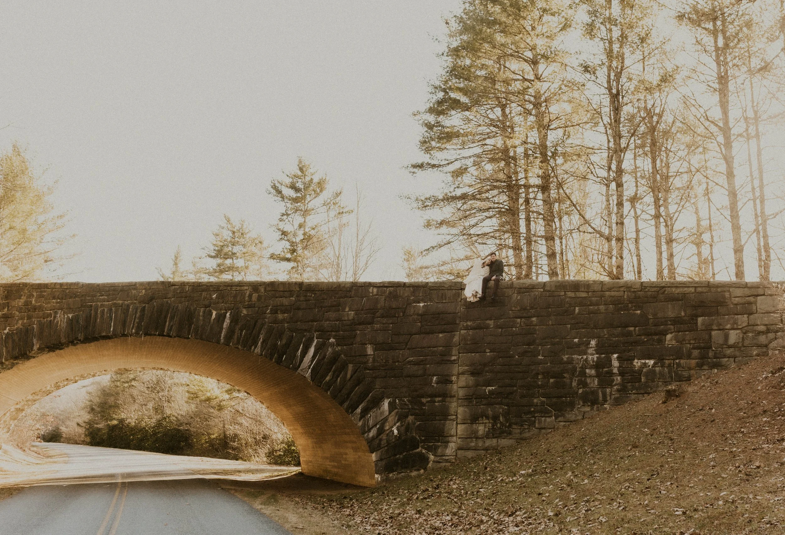 Couple leaving Wiseman’s View after their Asheville elopement ceremony