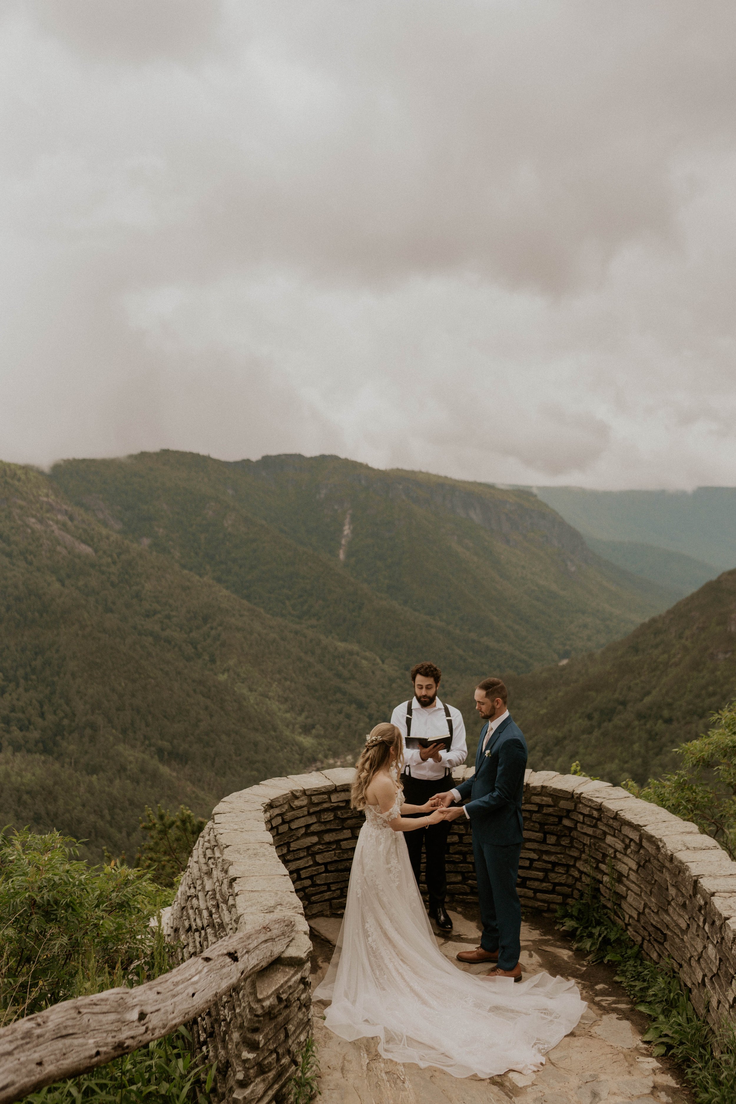 Intimate elopement ceremony at Wiseman's View near Boone, North Carolina
