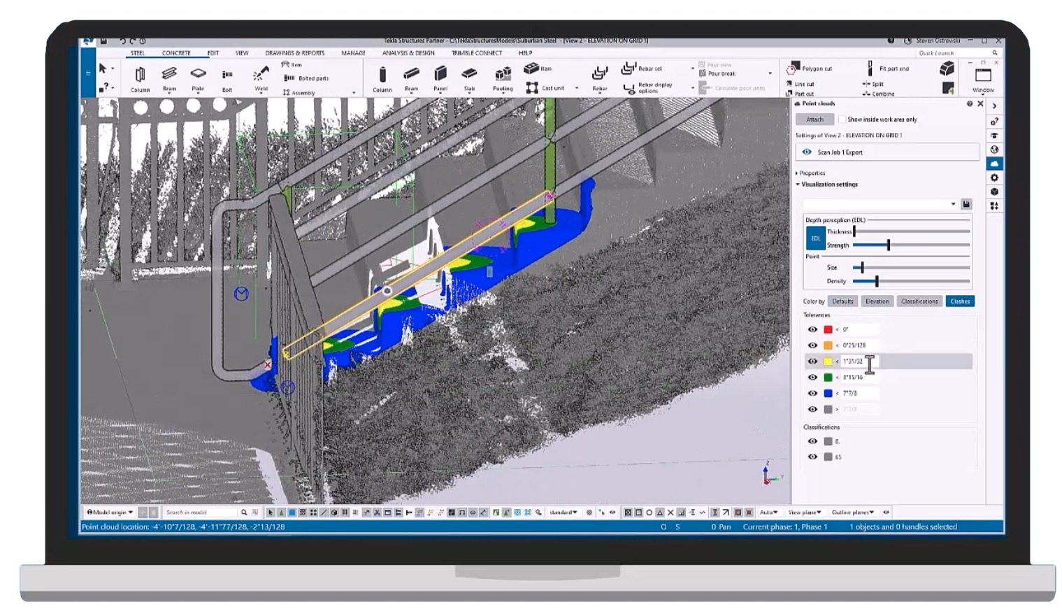 Tekla Structures: clash check - BIM/point cloud