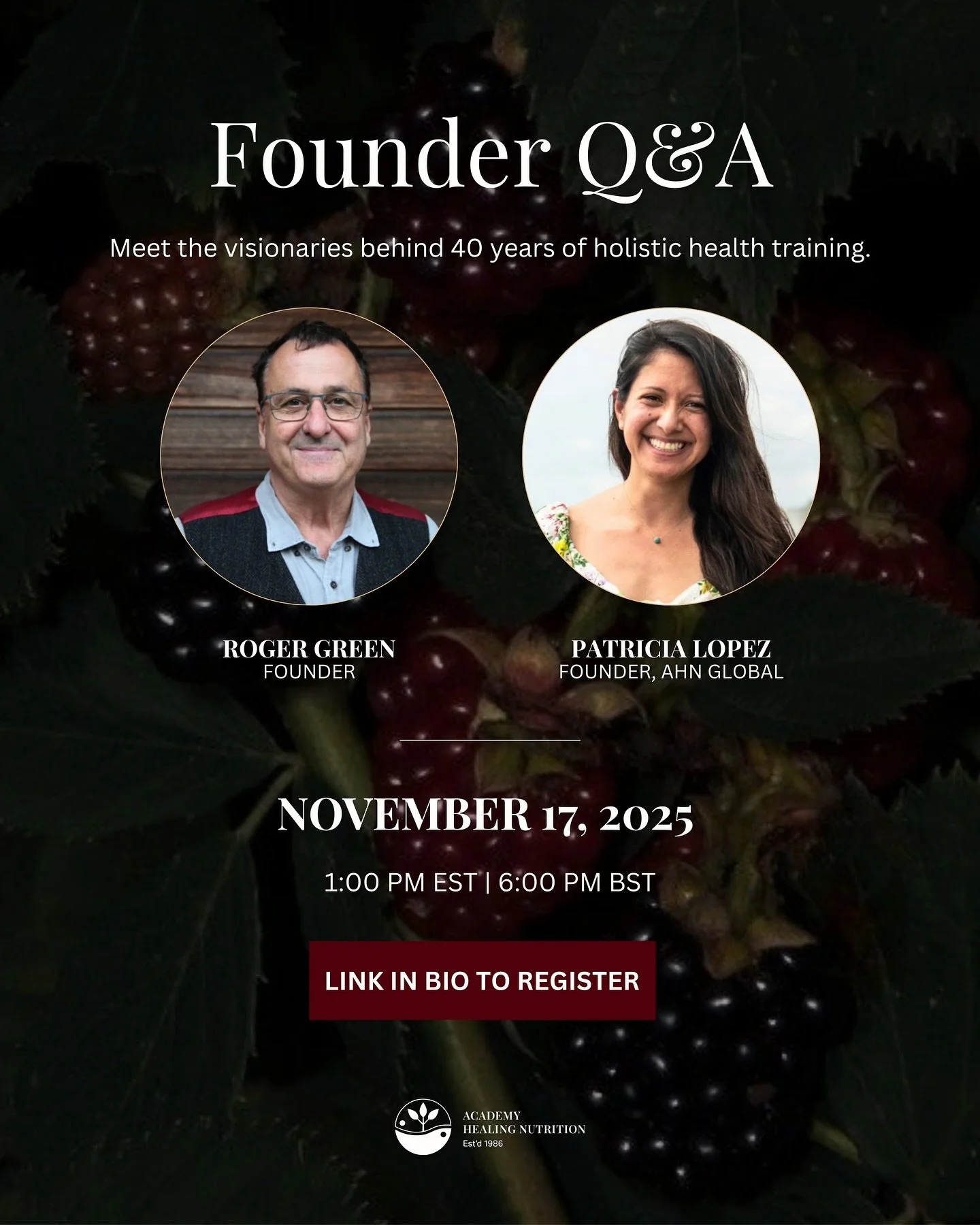 Join Roger Green and Patricia Lopez for an intimate conversation about what it really takes to become a holistic health practitioner&mdash;and whether this path is right for you.

We&rsquo;ll cover:

- Balancing studies with work and family life
- Ca