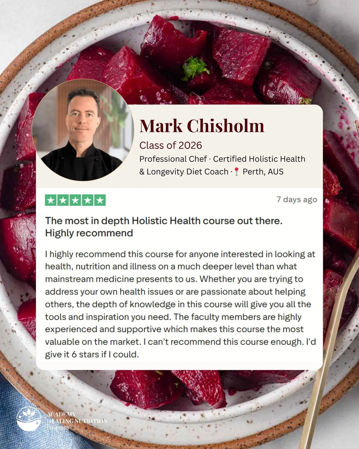 When a professional chef says a nutrition course gave him tools he never had before&hellip; you listen. 👇

Mark Chisholm, Class of 2026, called AHN the most in-depth holistic health course on the market.

Tomorrow, Tuesday March 24th is the last day