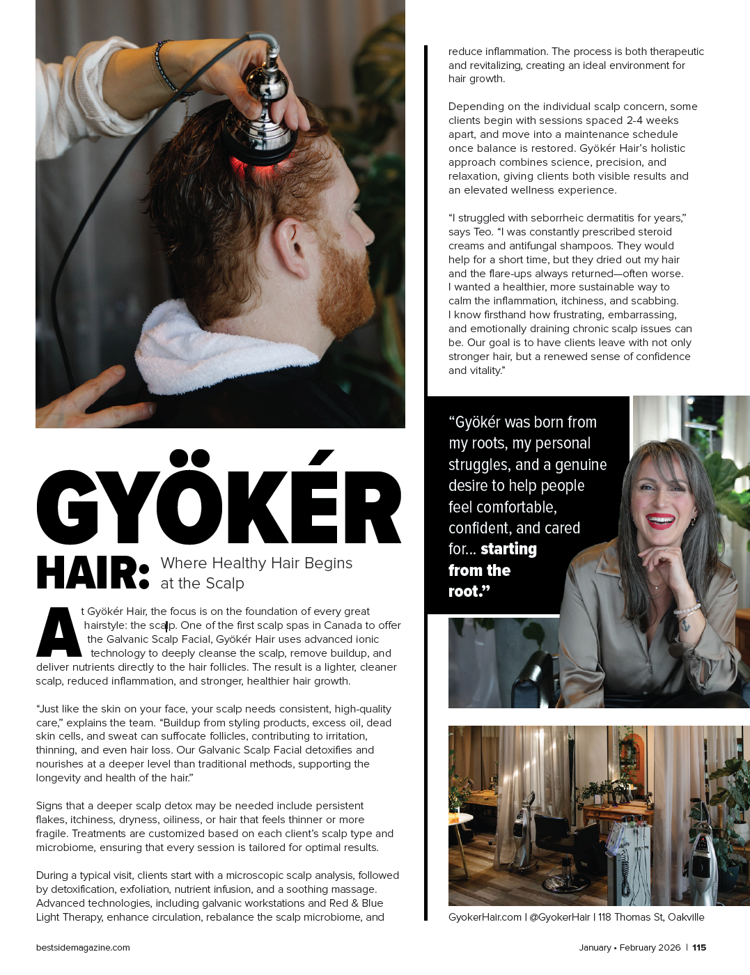 Best Side Magazine, Published Spa, Featured Spa, Award winning Head Spa,