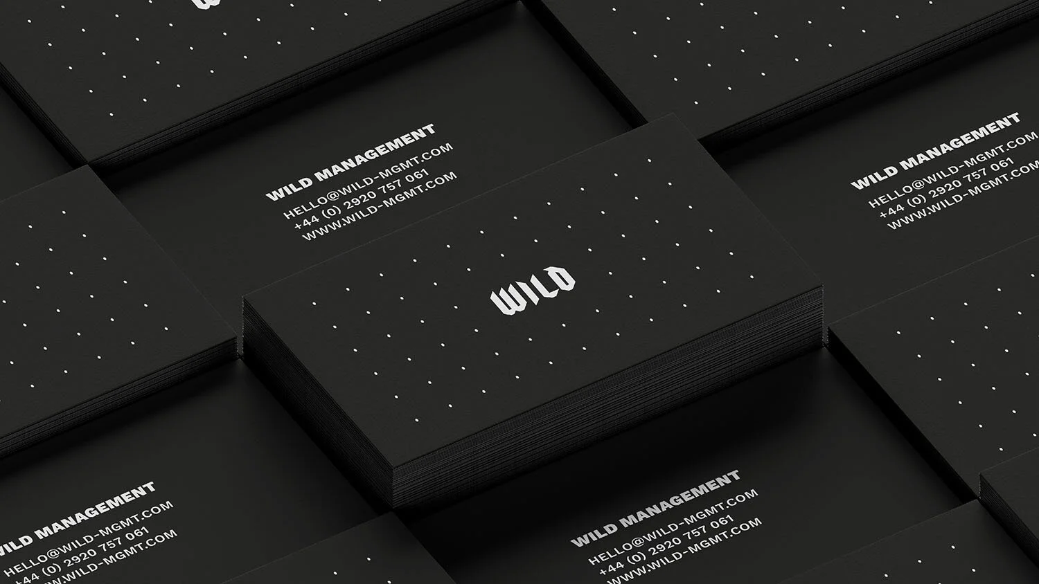 Wild Management brand identity assets — monochromatic visual branding by Friend and Friends Studio, Wales