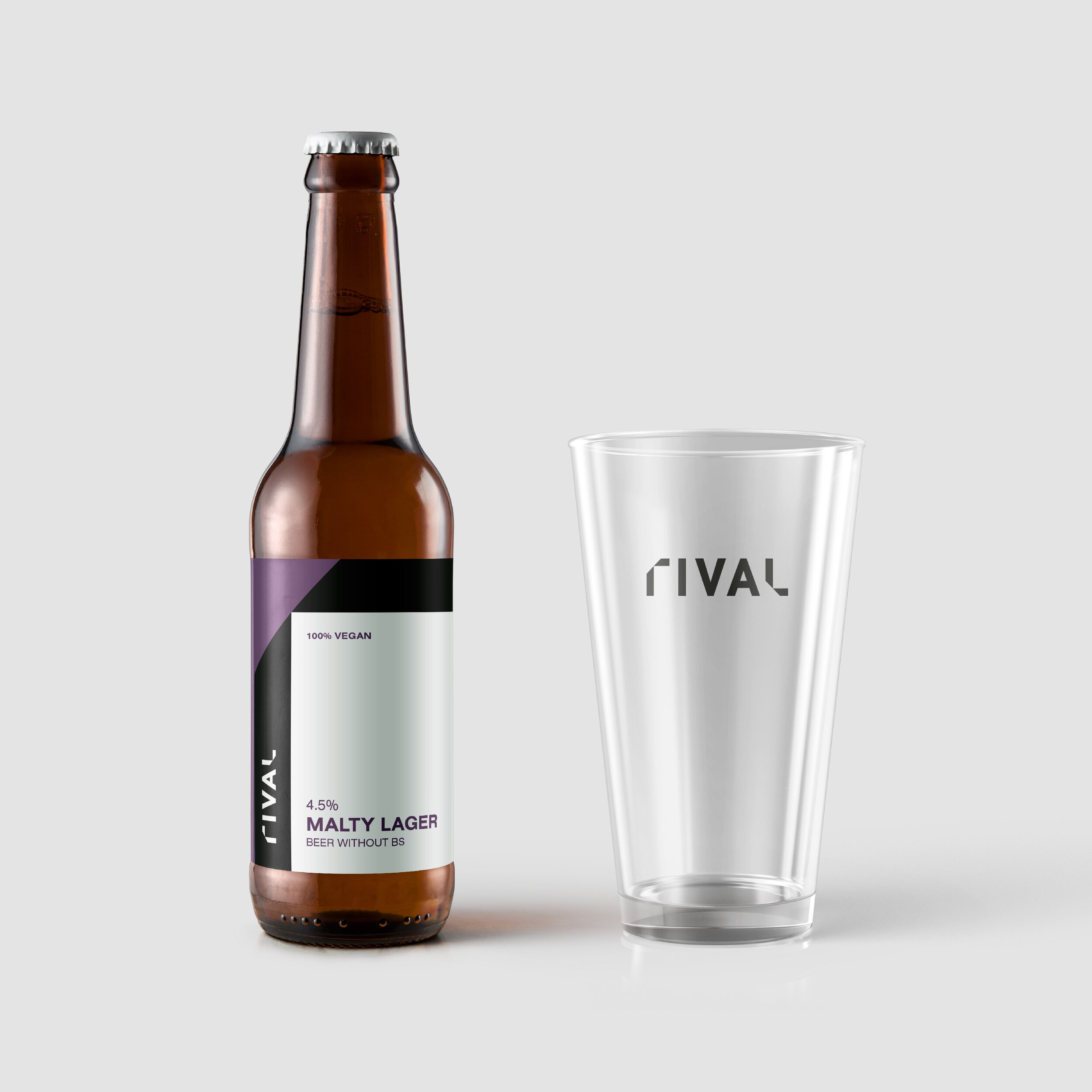 Rival Brewing branded beer glass, brand identity by Friend and Friends Studio, Wales