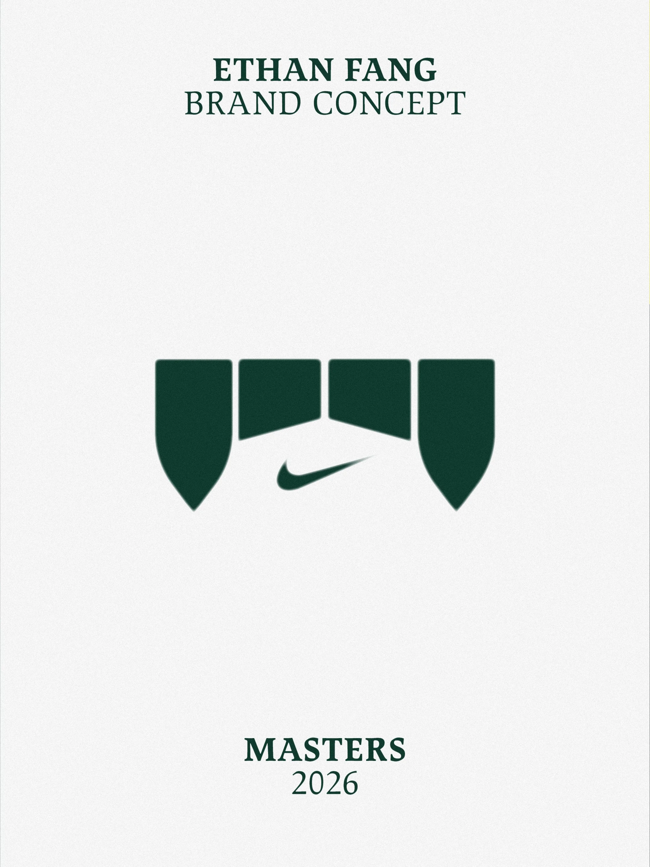 A poster for the Ethan Fang Masters 2026 event featuring a logo with a stylized green bow tie shape and Nike swoosh at the bottom, with text indicating the name and year of the event.