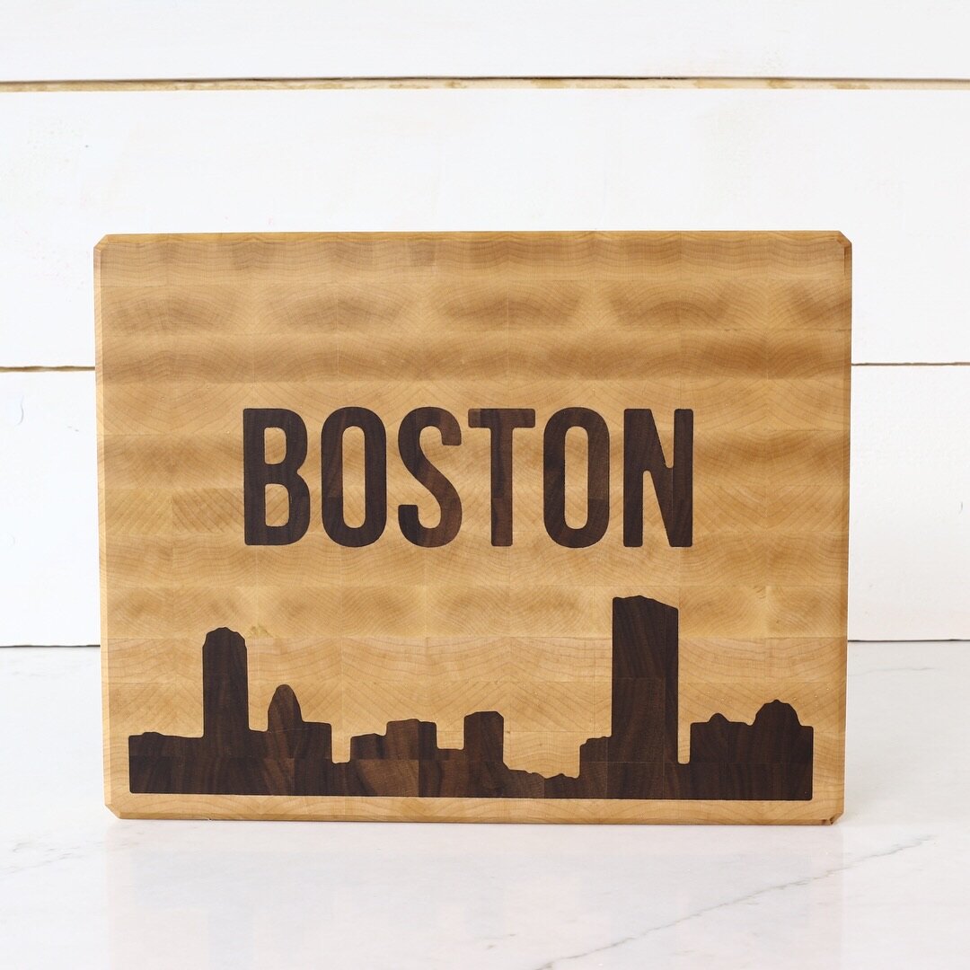 Boston Skyline End-Grain Board with Inlay 
