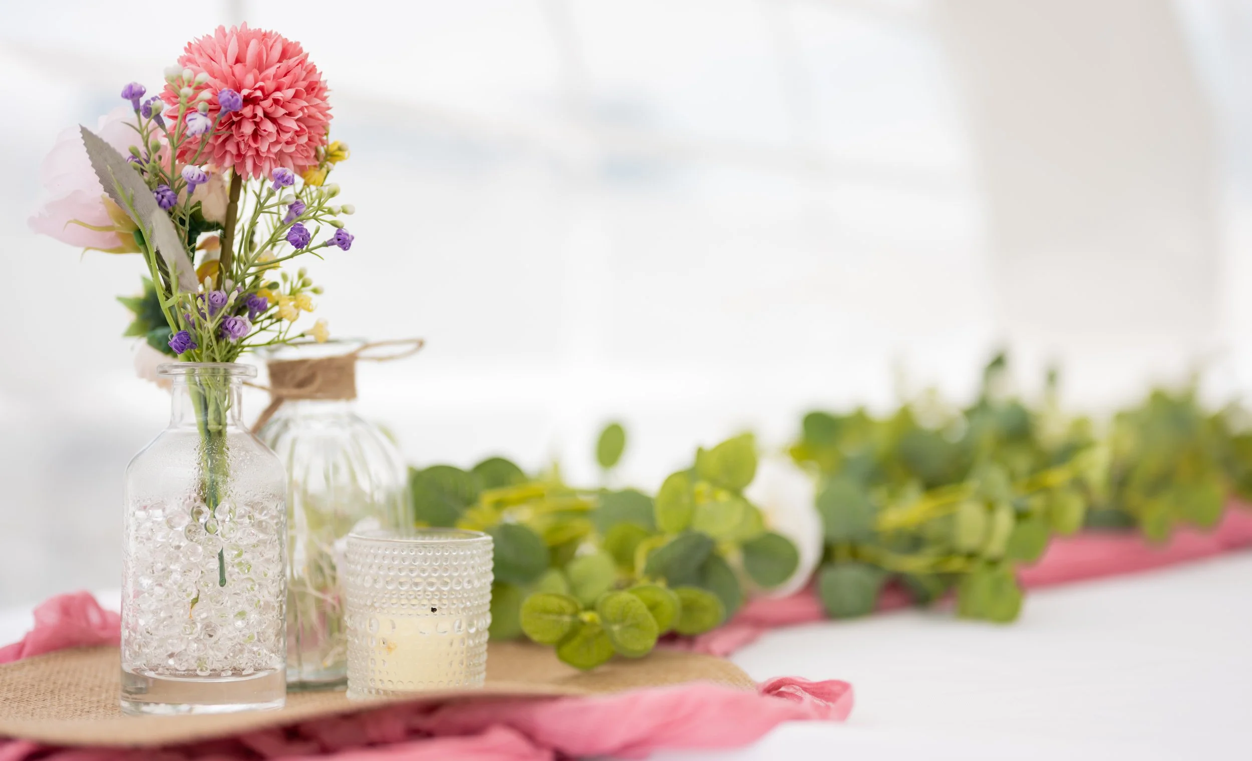 floral arrangement on wedding table