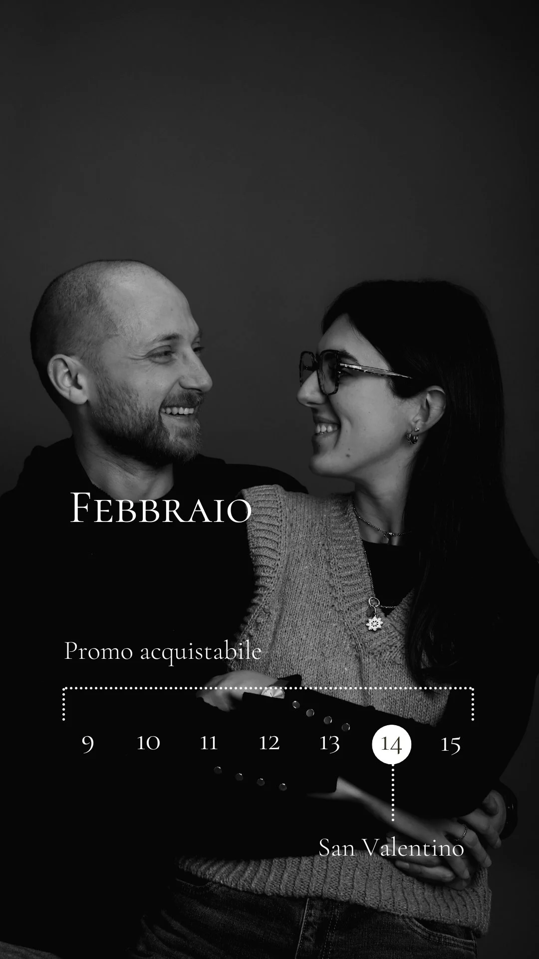 Ritratto fotografico in bianco e nero per San Valentino