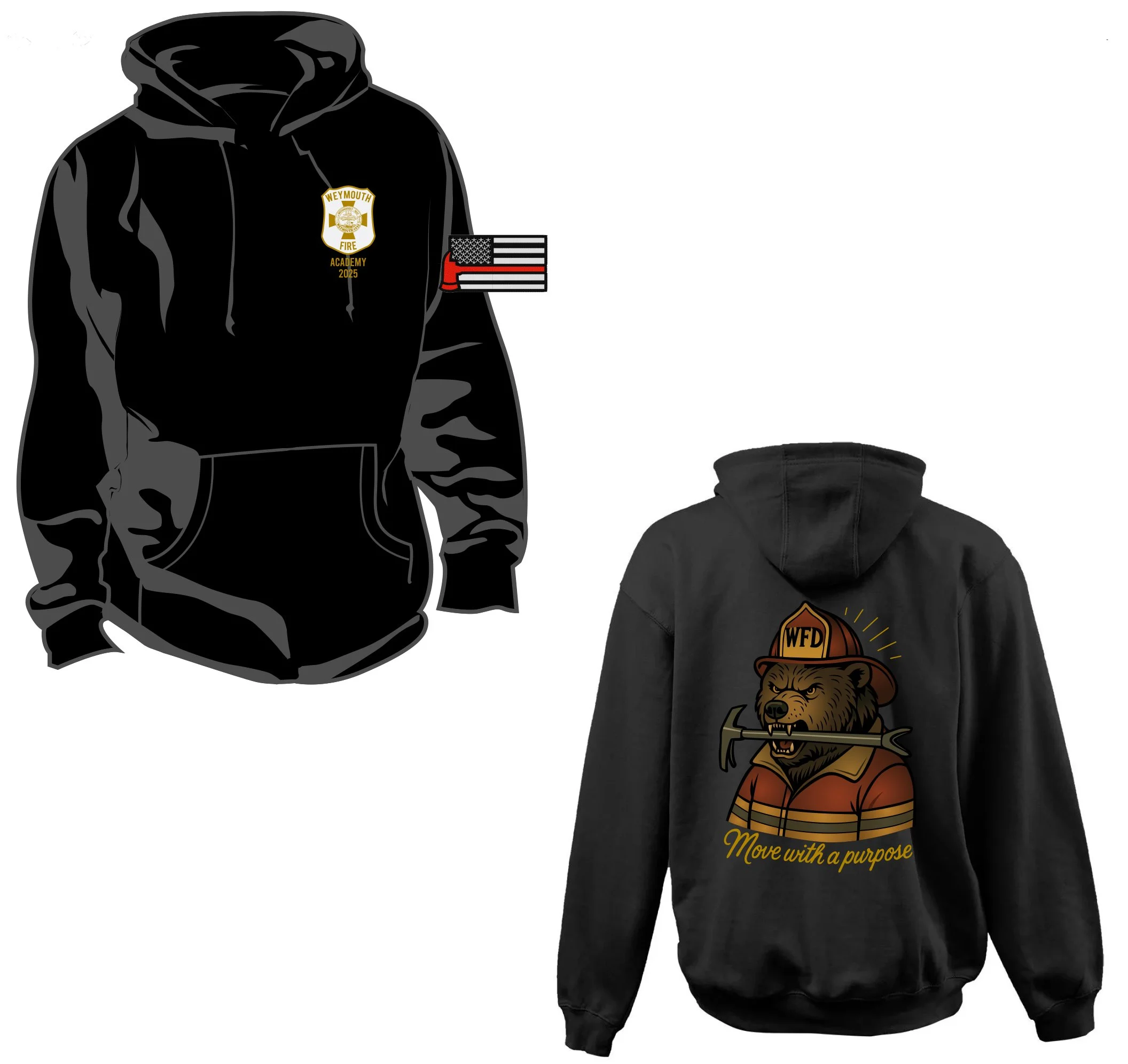 Weymouth Fire Academy Hooded Sweatshirt with Red Laces - Ships Mid January