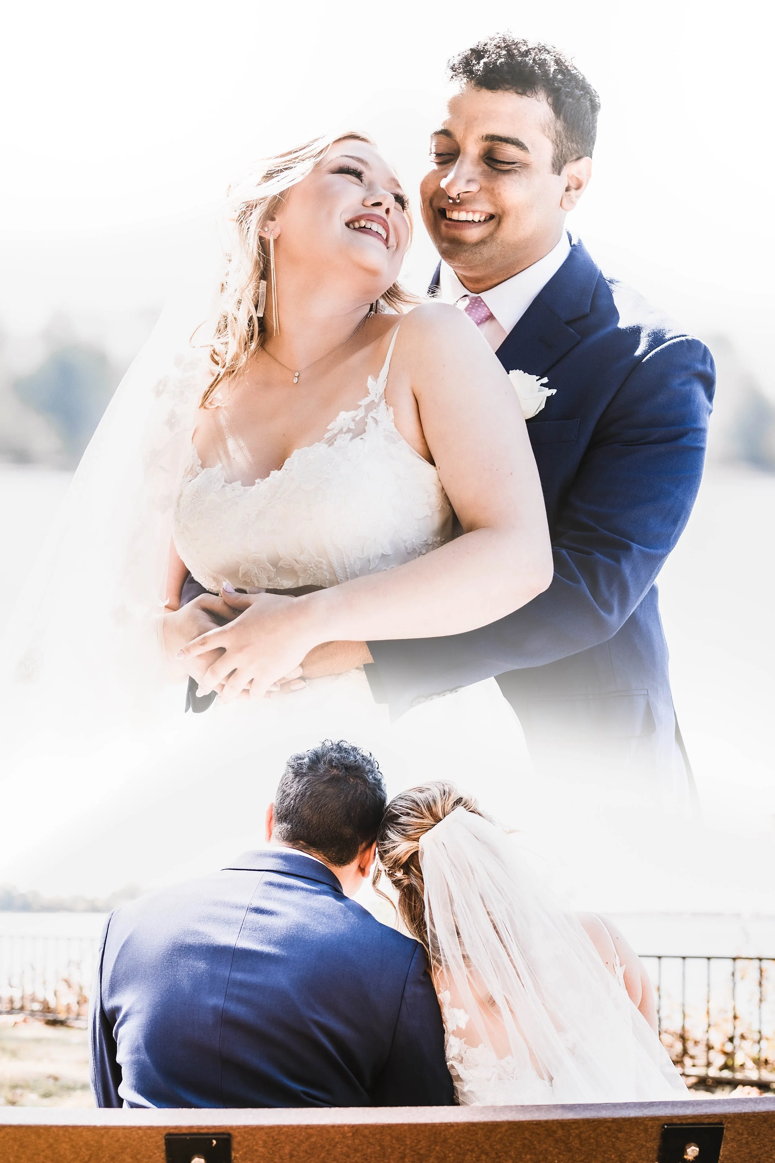 Romantic outdoor wedding photo of a South Jersey bride and groom sharing a joyful moment after their first look, photographed by Digital Imageries Photography.