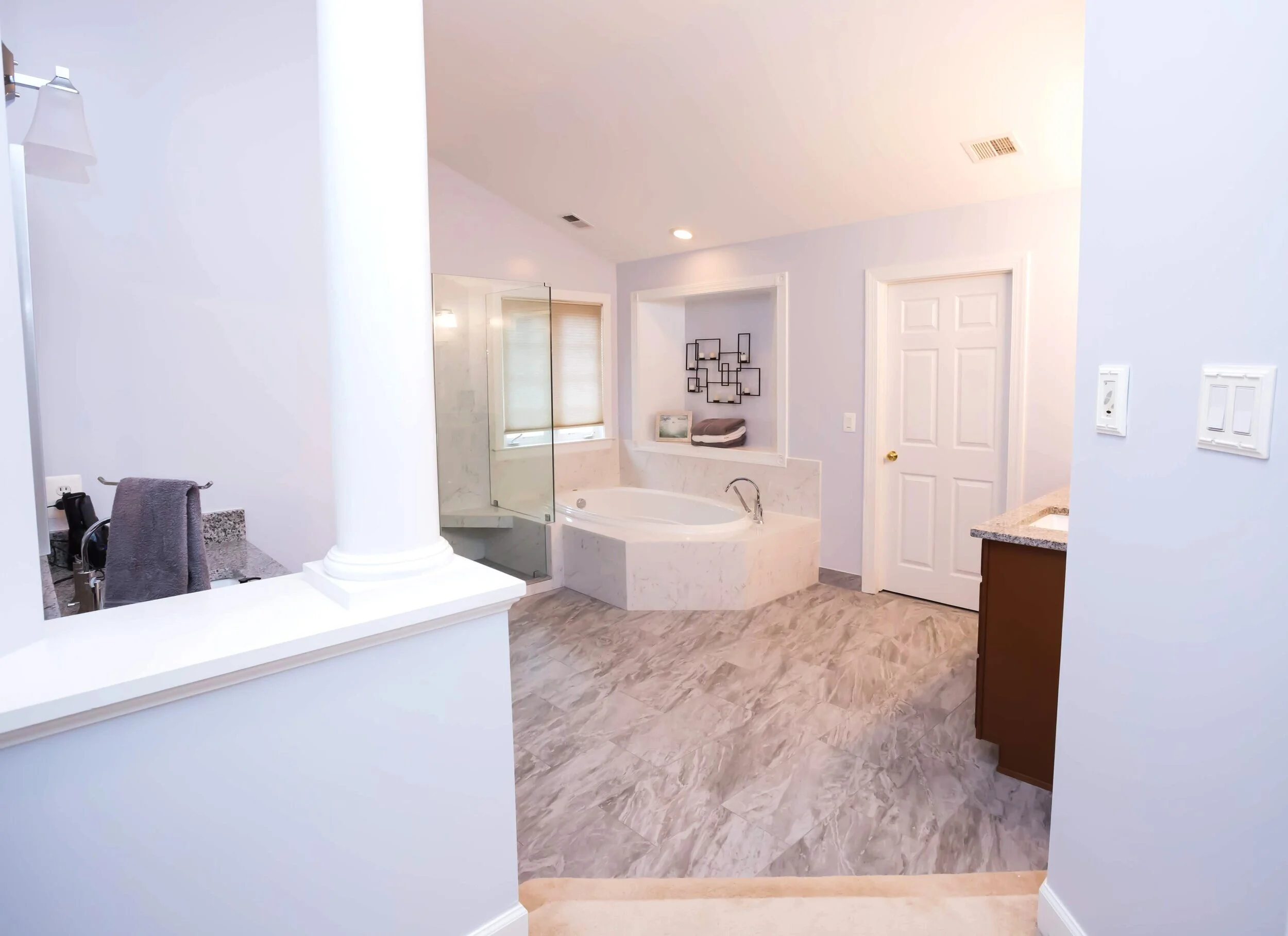white marble spa style bathroom remodel alexandria virginia