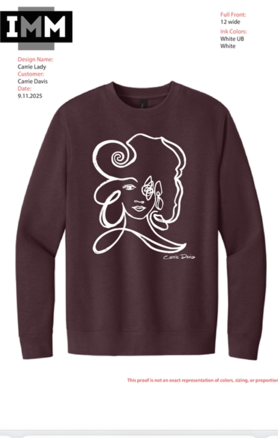 Dark Maroon Lady Face Crewneck