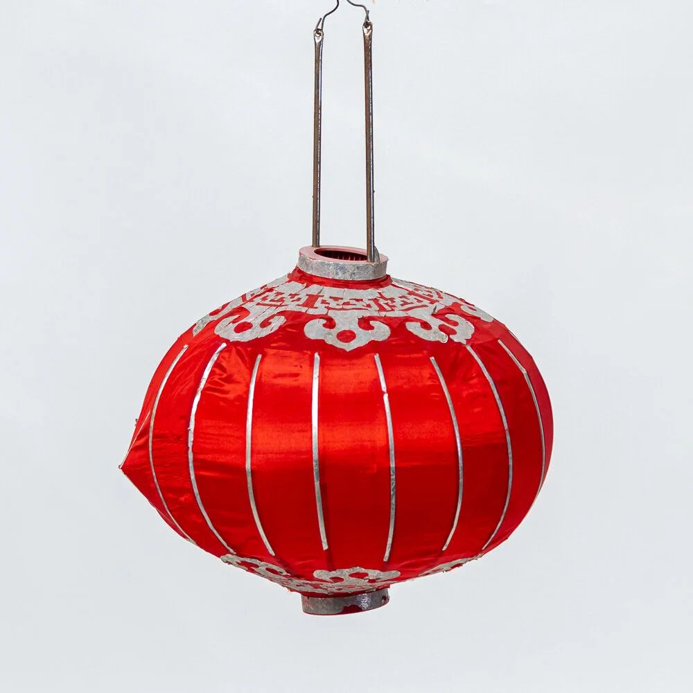 Rustic Chinese lanterns - Red &amp; Silver - Small