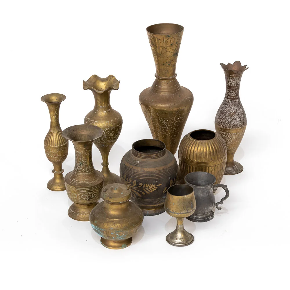 Set of Gold Brass Vases