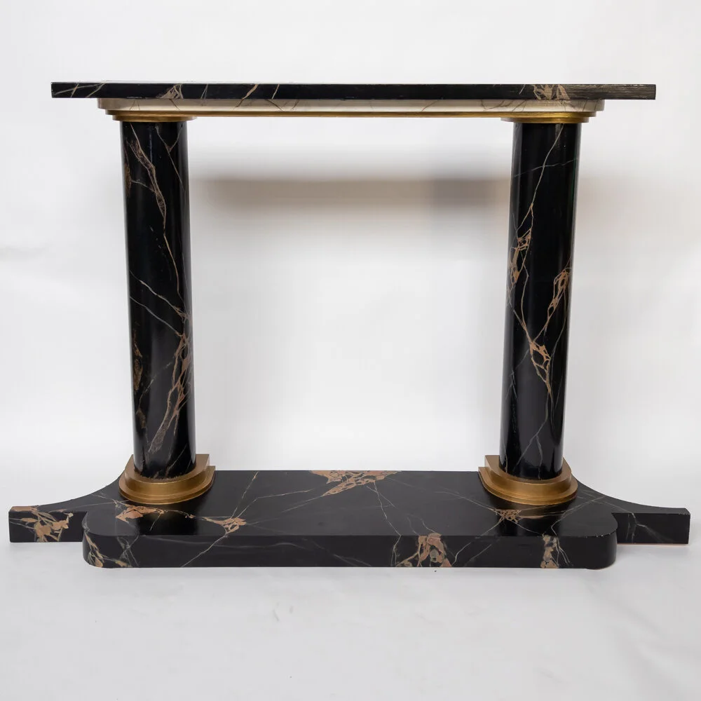 Black marble fire place &amp; mantle