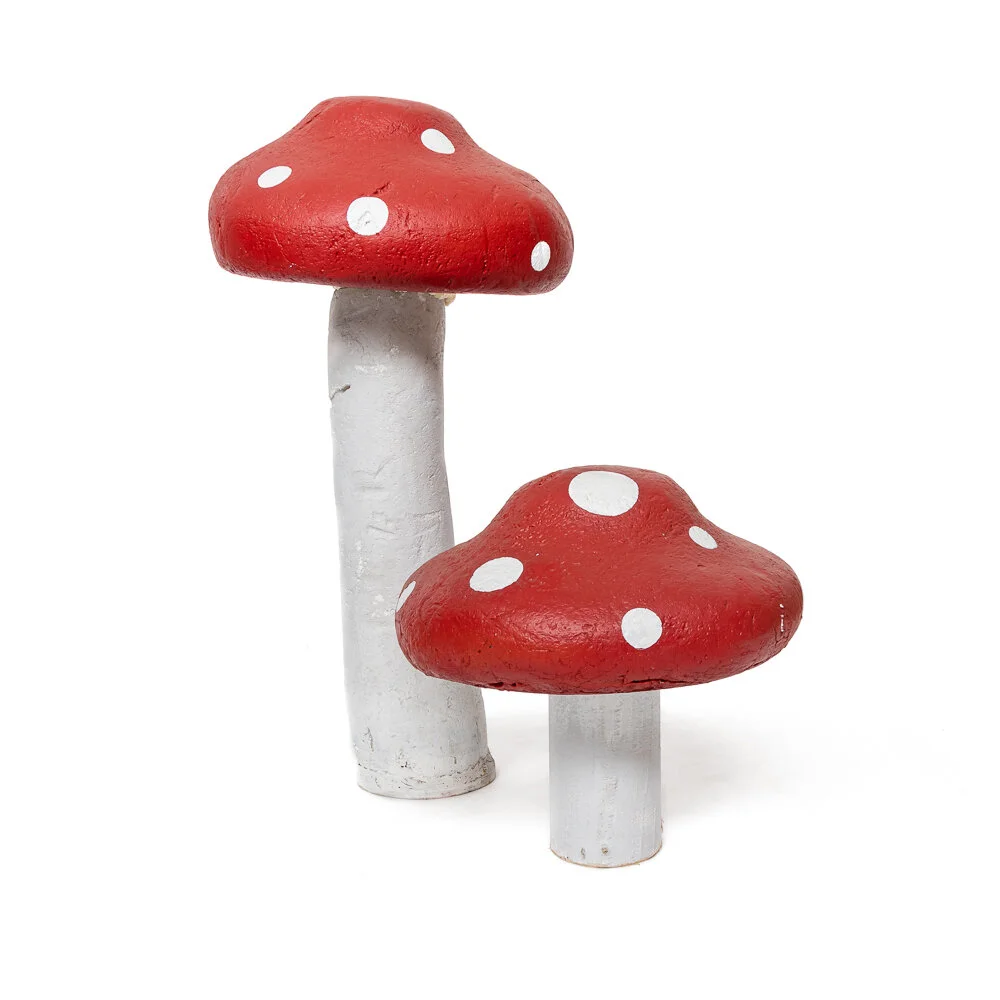 Red &amp; White Spotted Toadstools - Medium set of 2