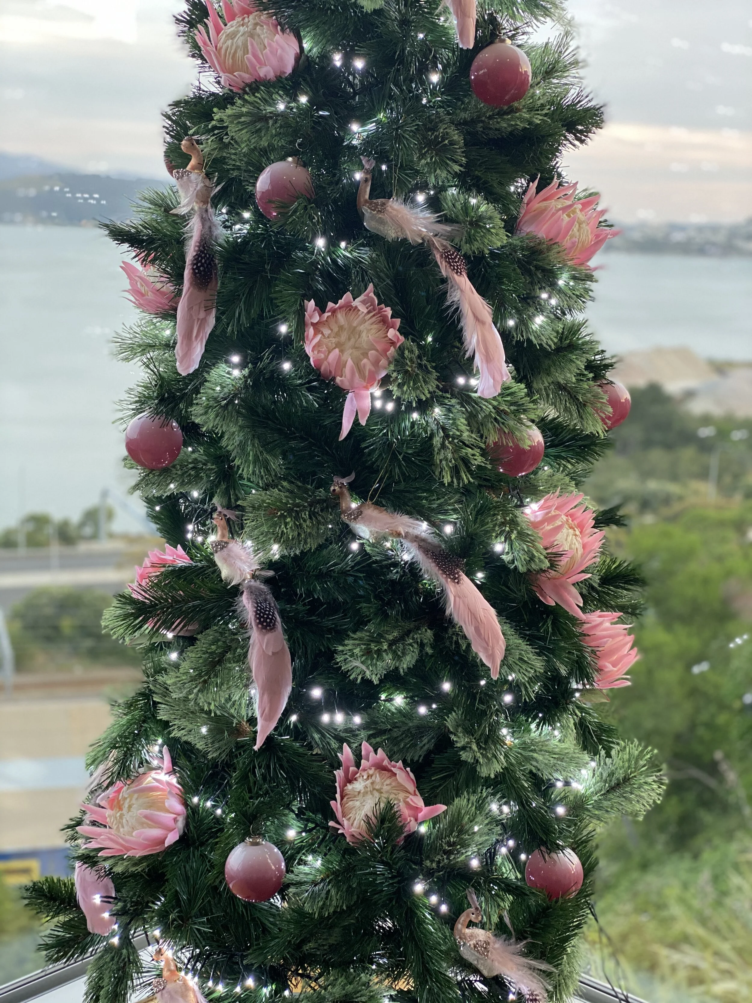 Pink Protea &amp; Pheasants (7ft slim)