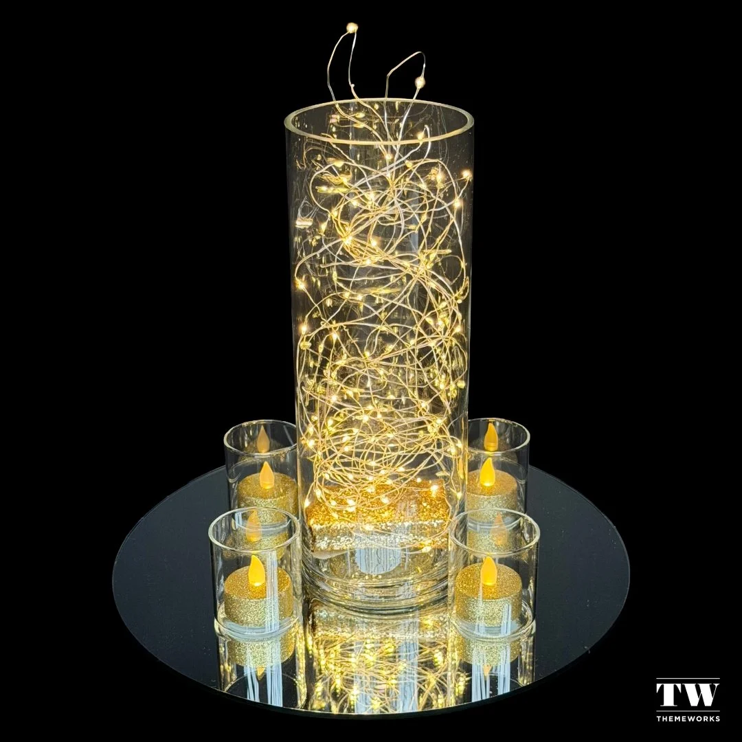 Night Sky - one of our eight signature centrepiece designs - brings a warm, starlit glow to any table. Perfect for gala dinners  and celebrations where the details matter.