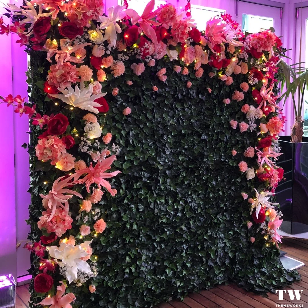 Absolutely stunning in pink! 💖 We adore crafting bespoke flower walls that elevate any glam night to the next level. 🌟 #ThrowbackThursday to this beauty at the Augustine VIP club down at Dockside!