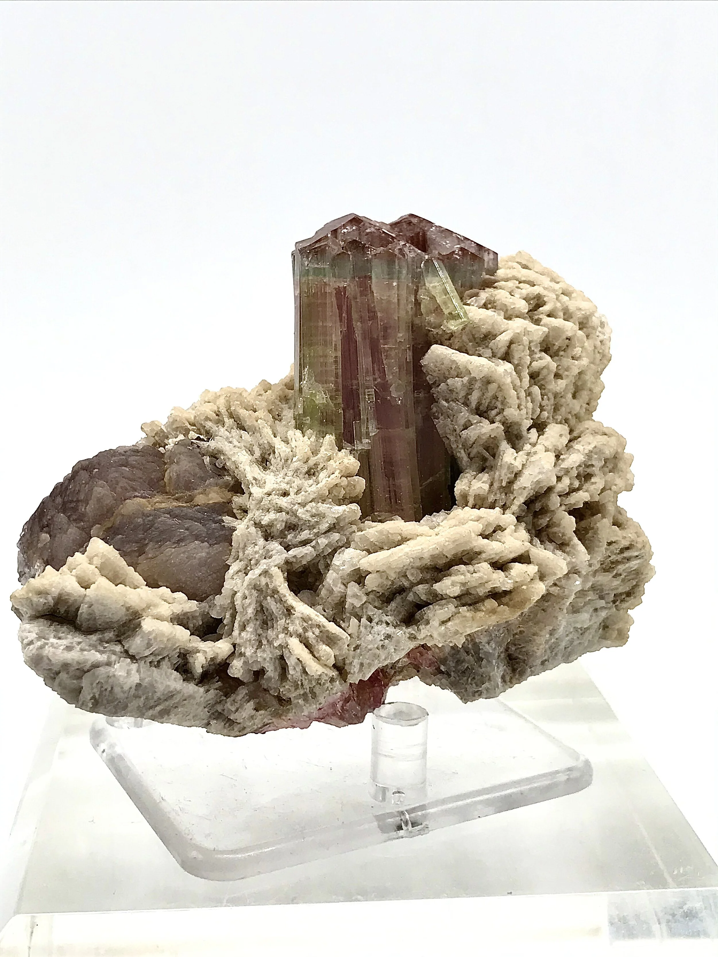 Watermelon Tourmaline on Feldspar with Lepidolite