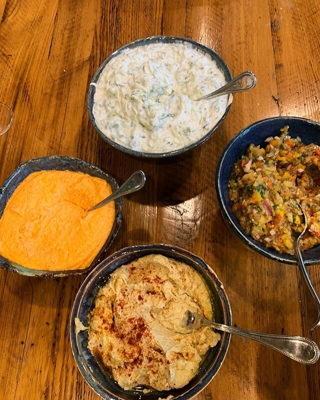 Having a BBQ or a party and don't know what to serve as an appetizer? How about Greek dips: Roasted Red Pepper Feta Dip, Hummus, &amp; Tzatziki! These super quick and easy dips will wow your crowd in no time at all! See these recipes and more on my w