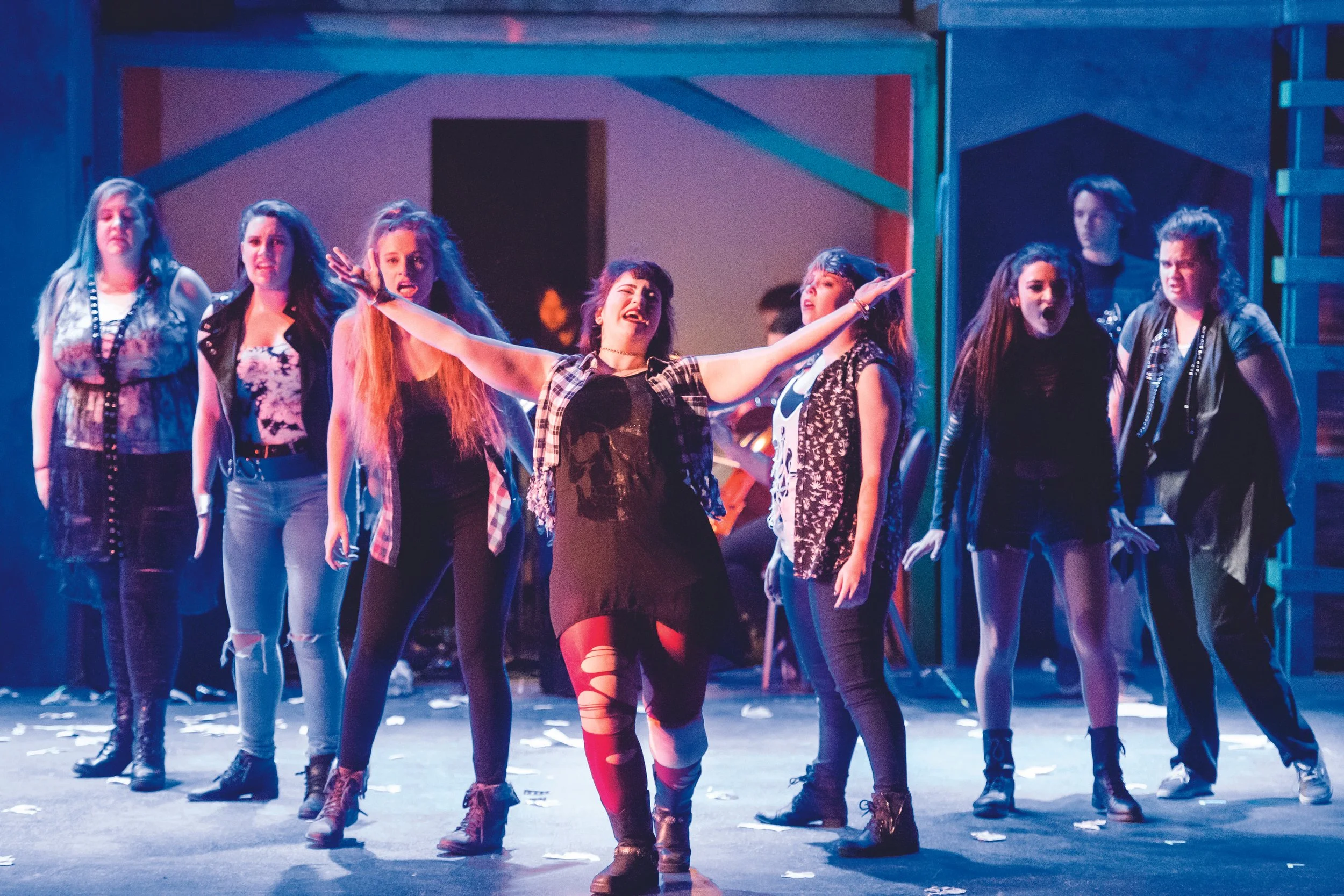    American Idiot  , directed by Sarah Rozene Choreography by Alexander Davis  Scenic and Lighting Design by Sarah Rozene Costumes by Alison Pugh 