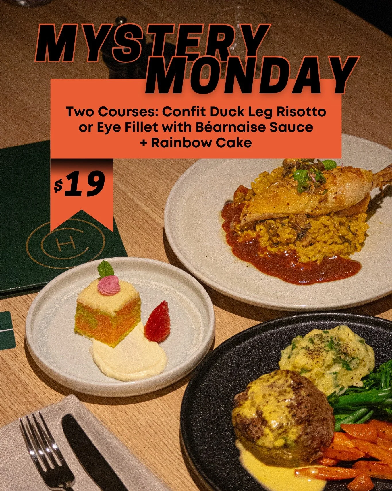 WE KNOW&hellip; you&rsquo;ve been asking👀

After months away during renovations, MYSTERY MONDAY is FINALLY BACK tomorrow at The Camden!!!

For just $19, enjoy your choice of Confit Duck Leg Risotto OR Eye Fillet with B&eacute;arnaise Sauce. Plus, a 