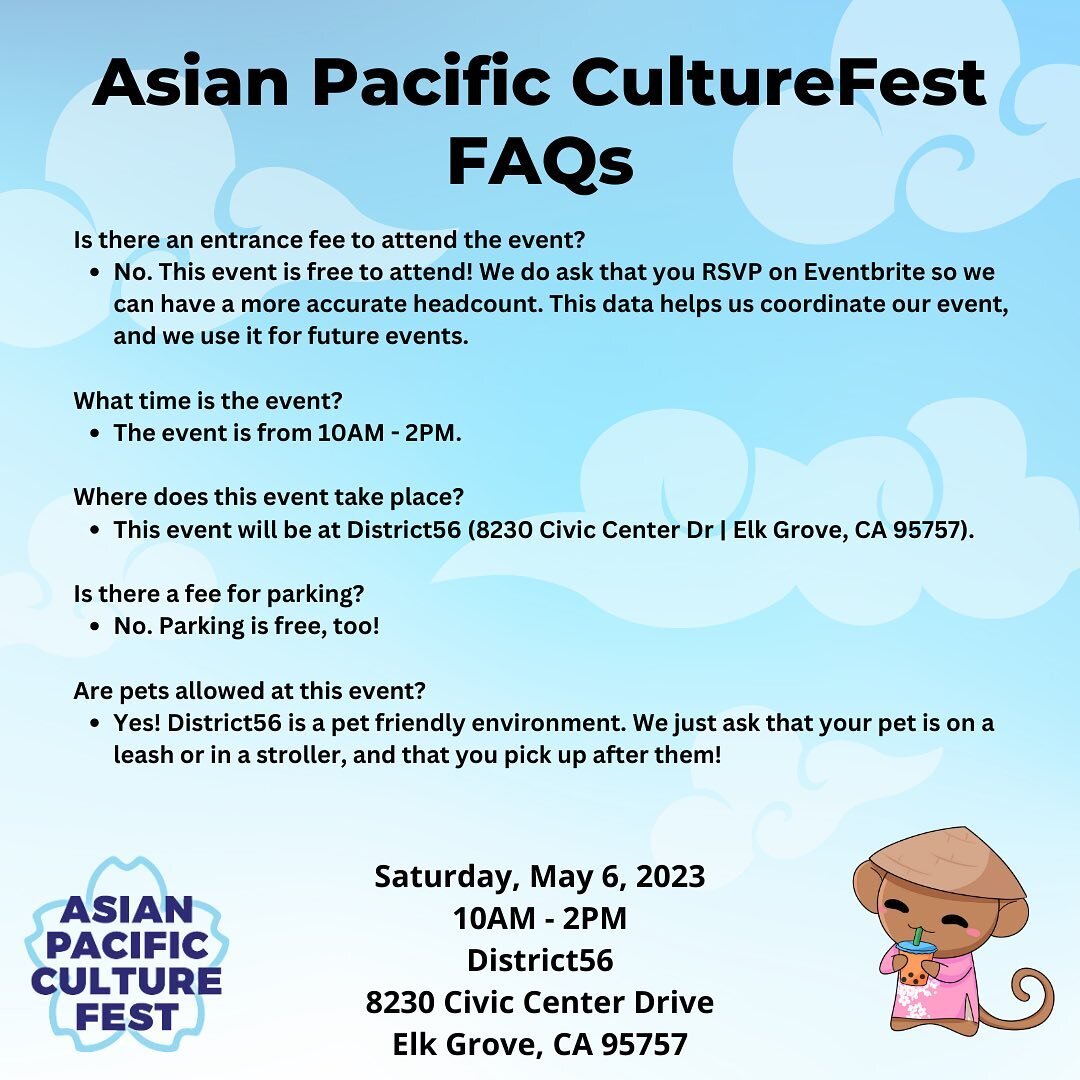 Here are some FAQs we&rsquo;ve been receiving regarding CultureFest! Find all the important information here. If you have any other questions, feel free to leave them below in the comments. Don&rsquo;t forget to RSVP on Eventbrite! This helps us gaug