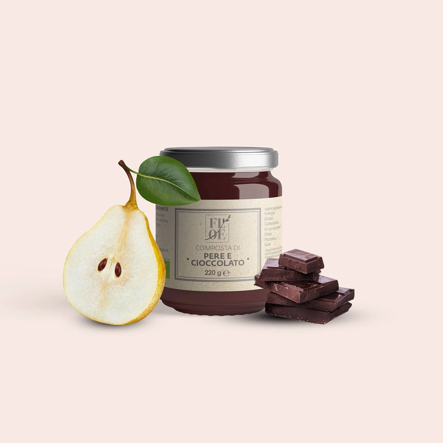 composta biologica di pere e cioccolato fondente floe