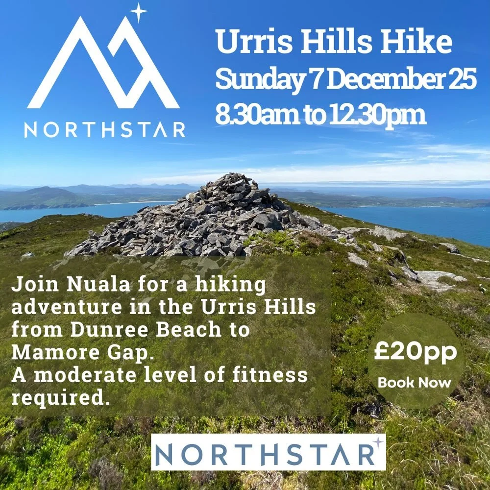 Nourish your body and mind with a rejuvenating winter hike in the Urris Hills.

Join Nuala on Sunday 7th December 2025 for a restorative adventure through one of Donegal&rsquo;s most inspiring landscapes. 

We will meet in Derry at 7.30am, sharing ca