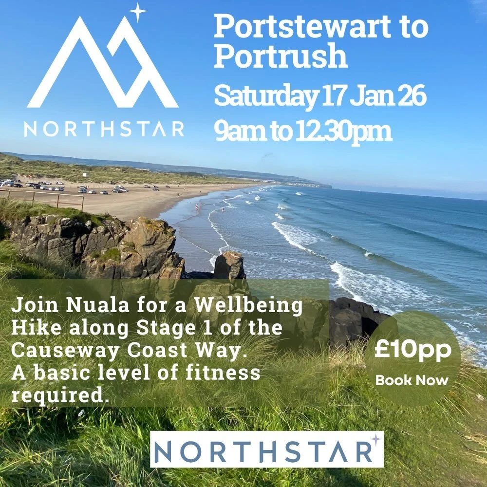 ✨ Wellbeing Walk along the Causeway Coast Way ✨

Come and join Nuala for a refreshing Wellbeing Walk on Saturday 17 January 2026, exploring Stage 1 of the stunning Causeway Coast Way, from Portstewart to Portrush.

This scenic coastal walk offers fre