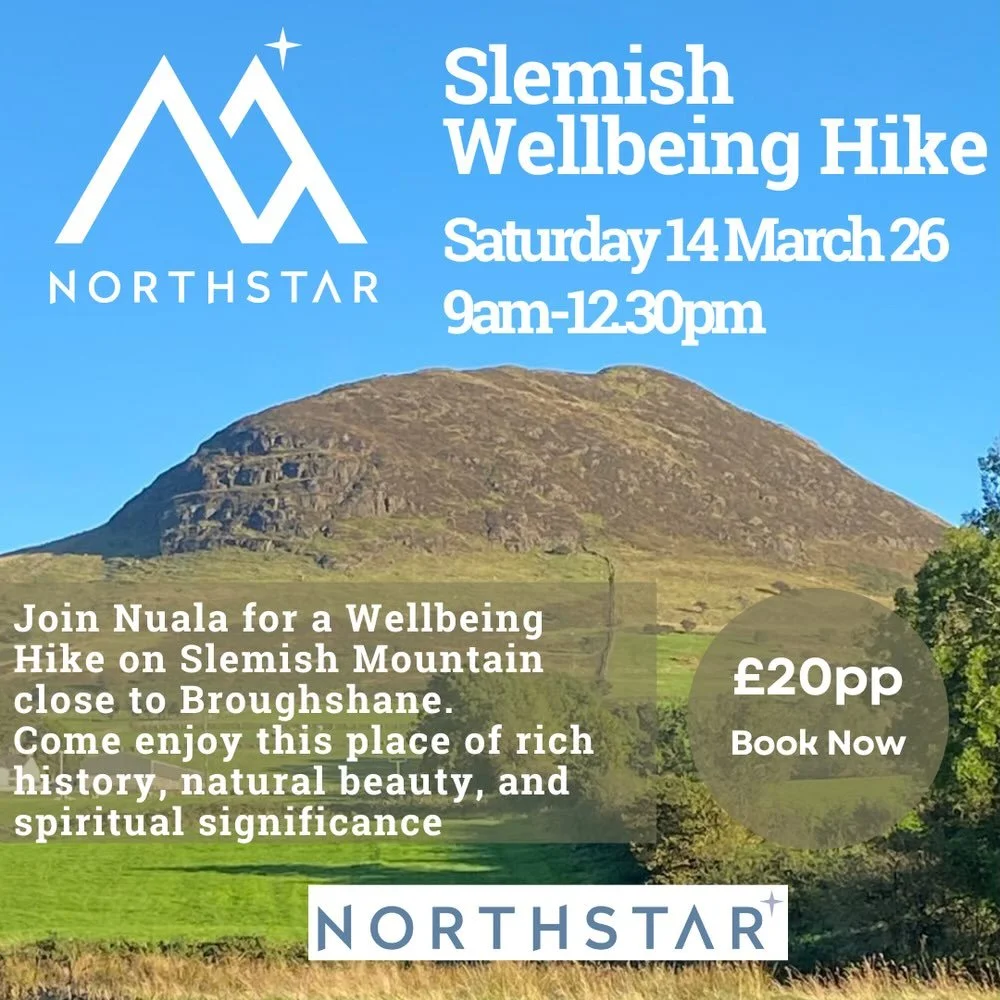 Come join Nuala on Saturday 14 March 2026 from 9am-12.30pm for a beautiful Wellbeing Walk on Slemish Mountain.

Slemish Mountain is a place rich with history, natural beauty, and spiritual significance - especially at this time of year with it&rsquo;