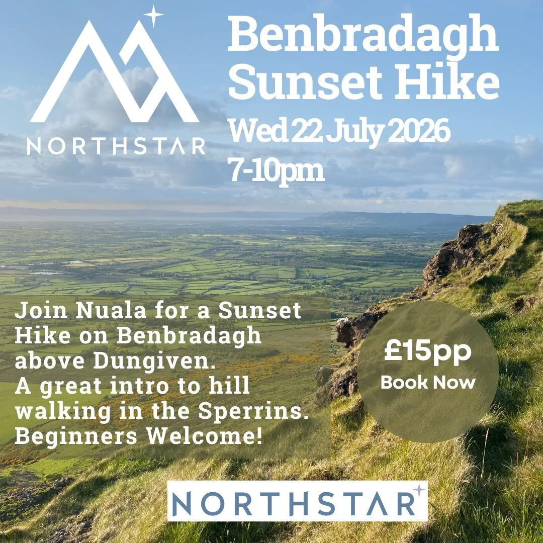 Join Nuala on Wednesday 22 July 2026 from 7-10pm on a Sunset Hike on Benbradagh, the stunning mountain overlooking Dungiven. It&rsquo;ll be a rejuvenating experience that blends breathtaking scenery, fresh mountain air and a deep sense of tranquility